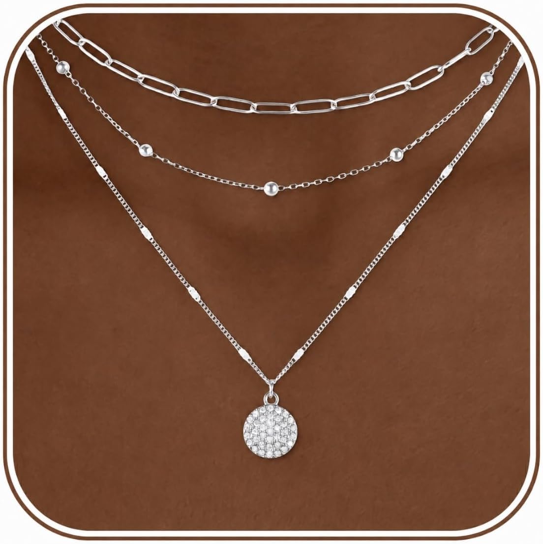 VYTOSA Collares en capas para mujer, juego de collar de oro platead...