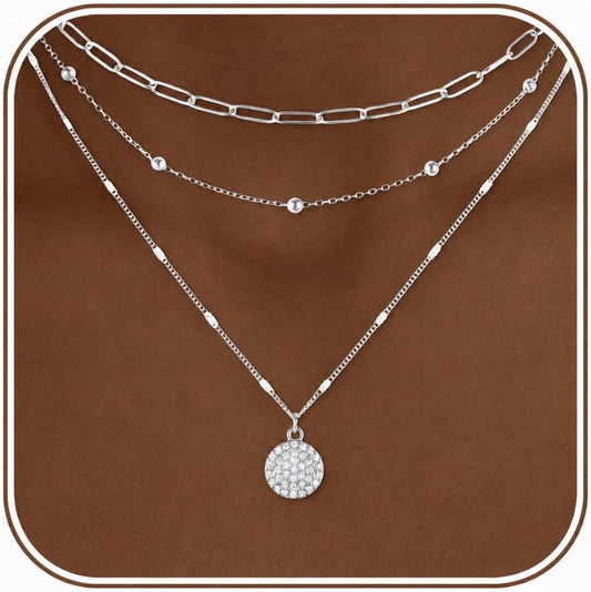 VYTOSA Collares en capas para mujer, juego de collar de oro platead...