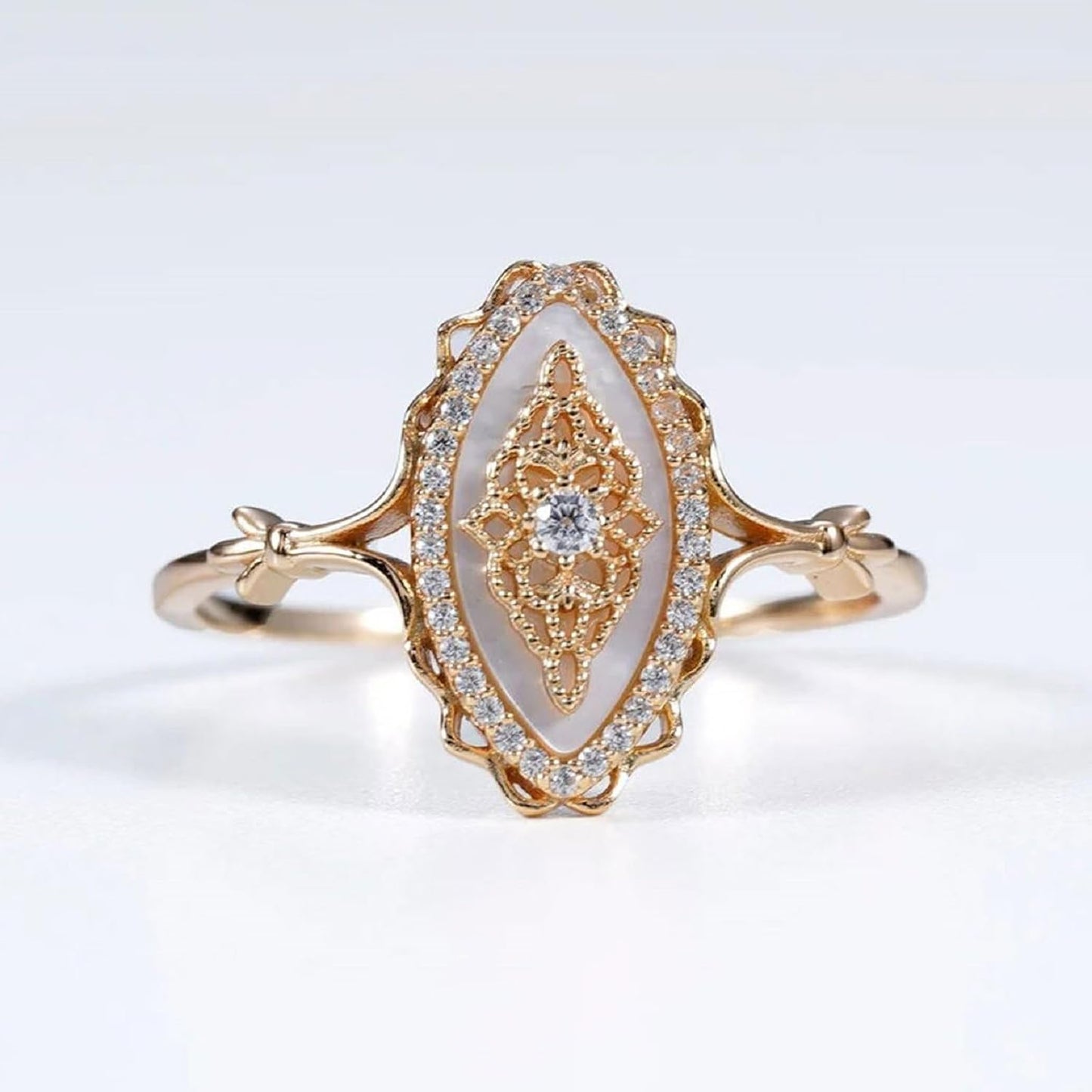 JASXEYO Anillo de encaje de onda simple para mujer, anillo de estil...