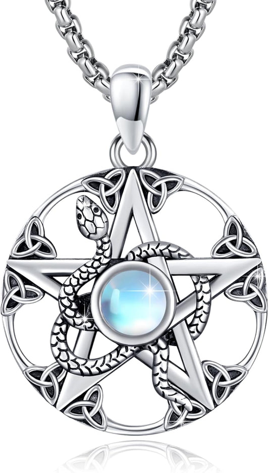SOESON Collar Vintage para Hombre Plata de Ley 925 Animal Vikingo N...