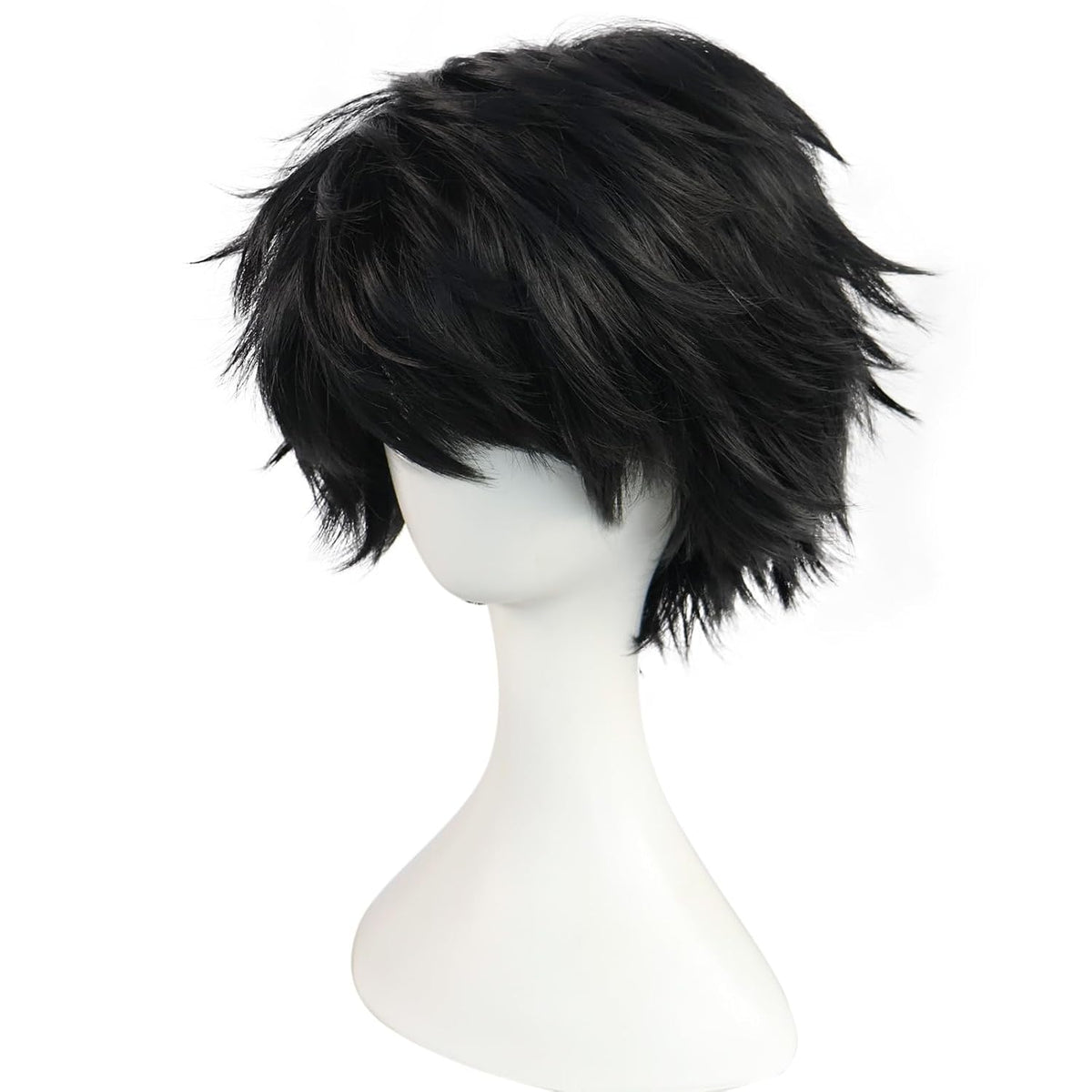 BESTBEL Peluca corta negra para hombre, pelucas de cosplay negras,...