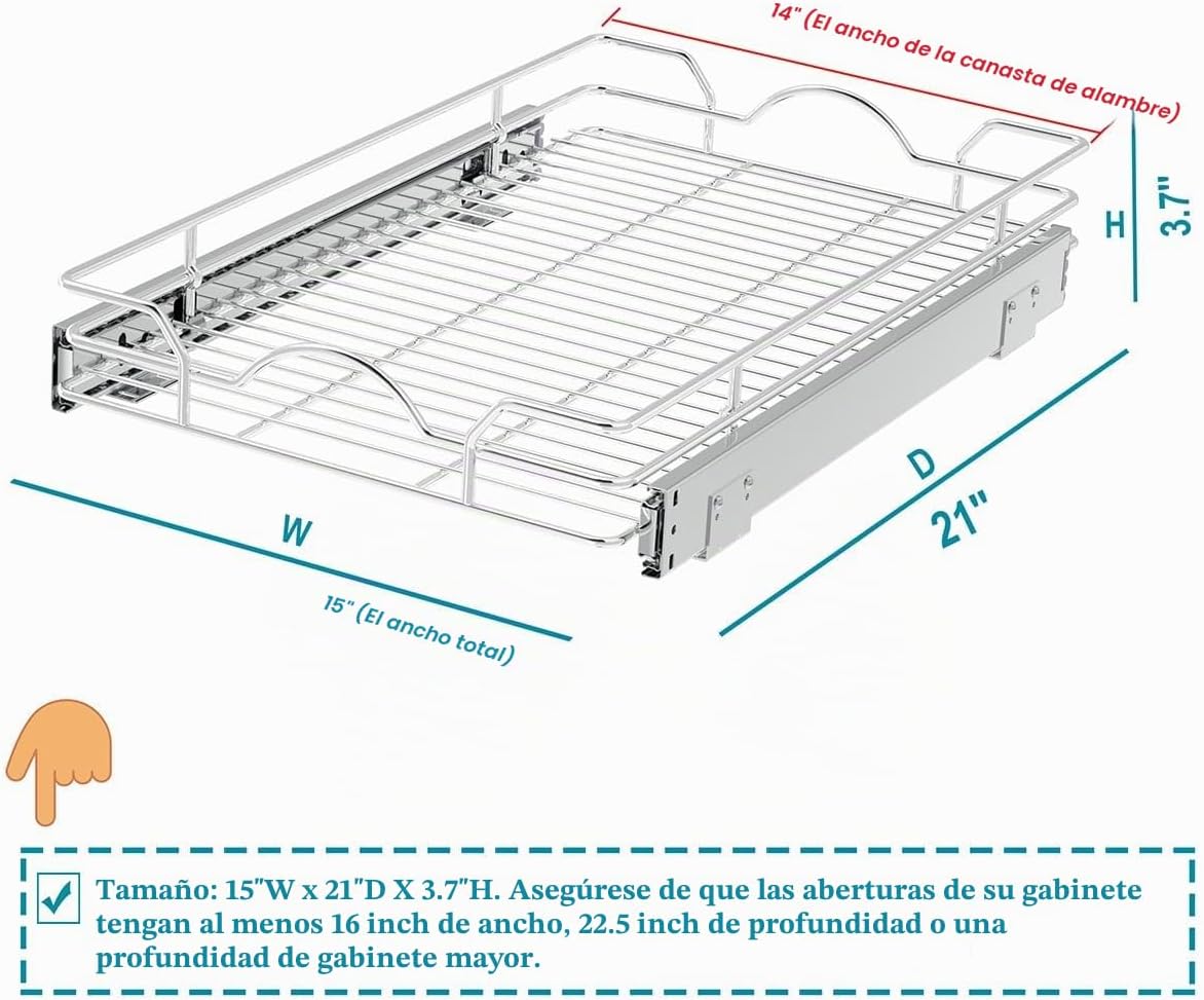 OCG Organizador de gabinete extraíble (15" An x 21" Pr), ca...