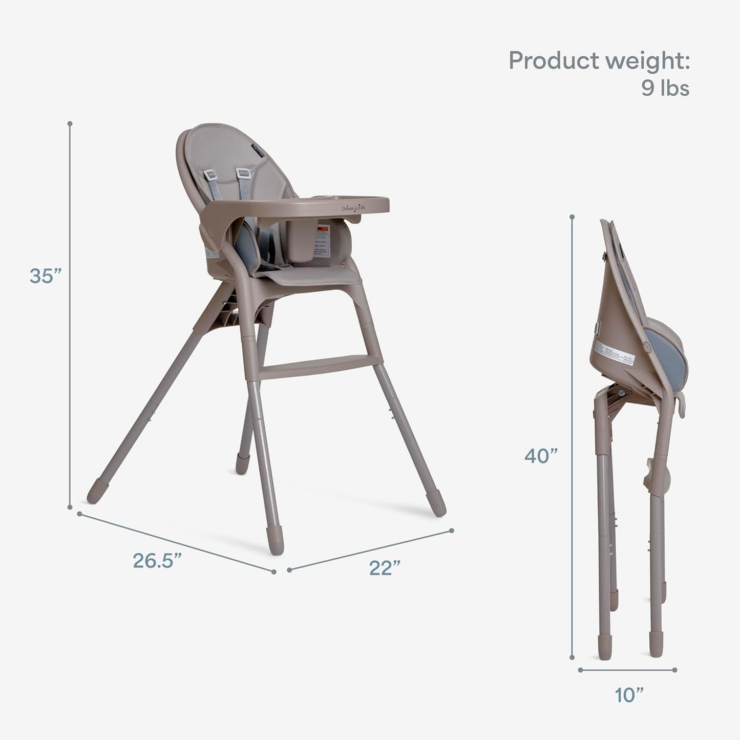 Dream On Me Chomper Champ - Silla alta 2 en 1 en gris nube