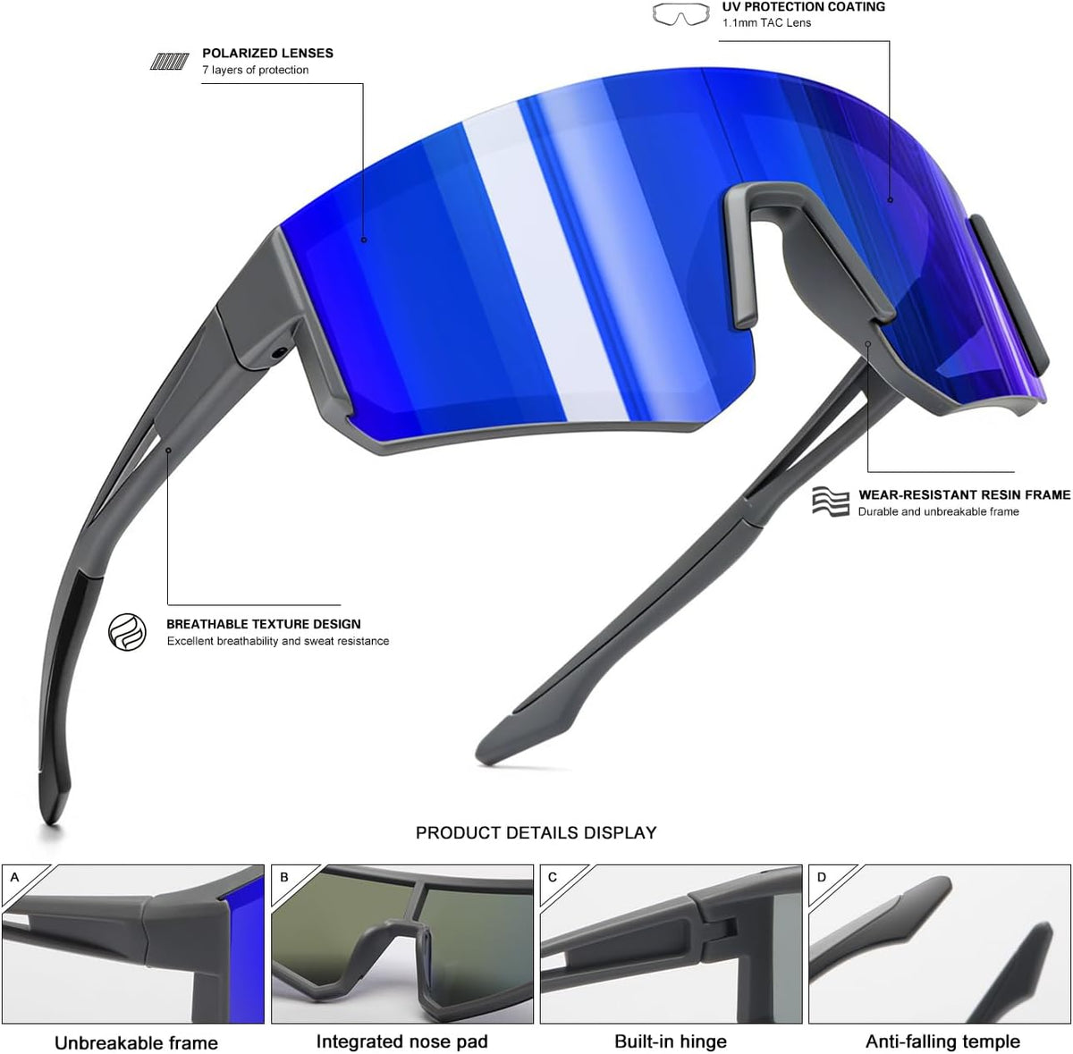 SEKKAF Gafas de sol polarizadas para hombres y mujeres, gafas de so...