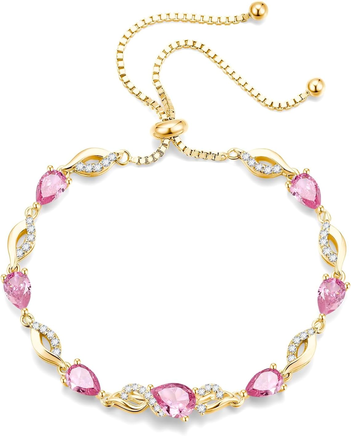 FANCIME Pulsera de tenis ajustable con piedra natal para mujer | Di...