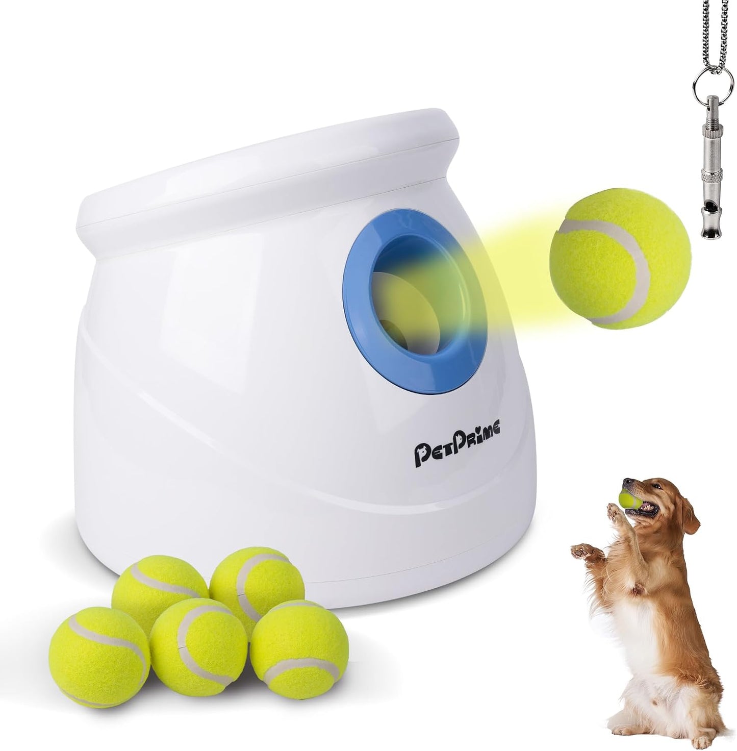 Pet Prime Lanzador automático de bolas para perros grandes, distanc...