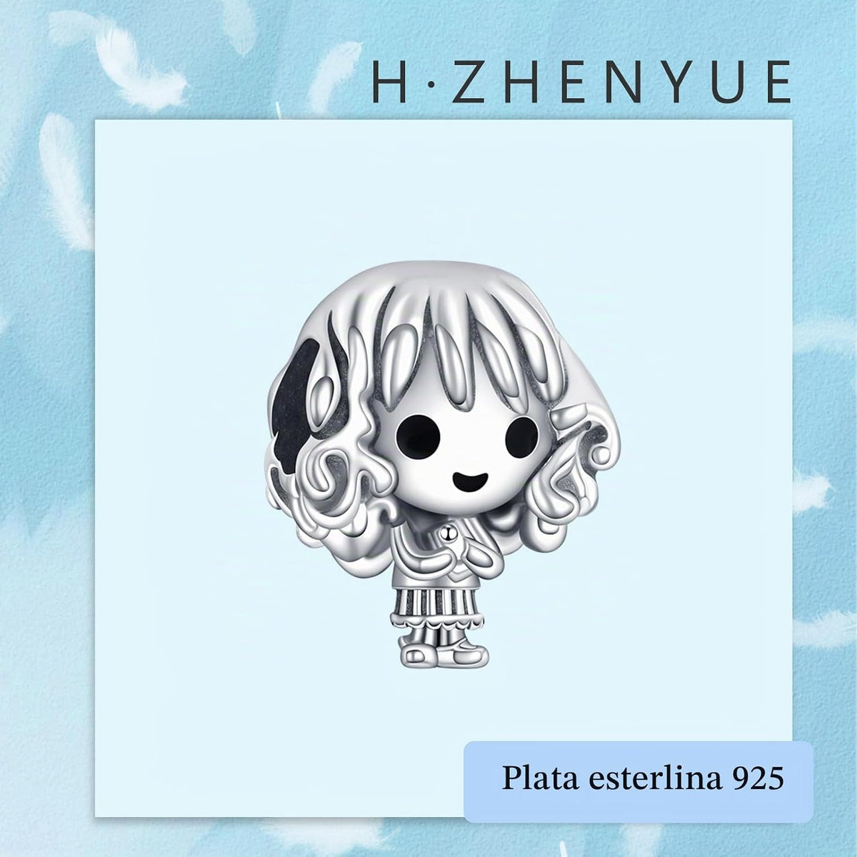 H.ZHENYUE Dijes de plata esterlina 925 con diseño de personaje de p...