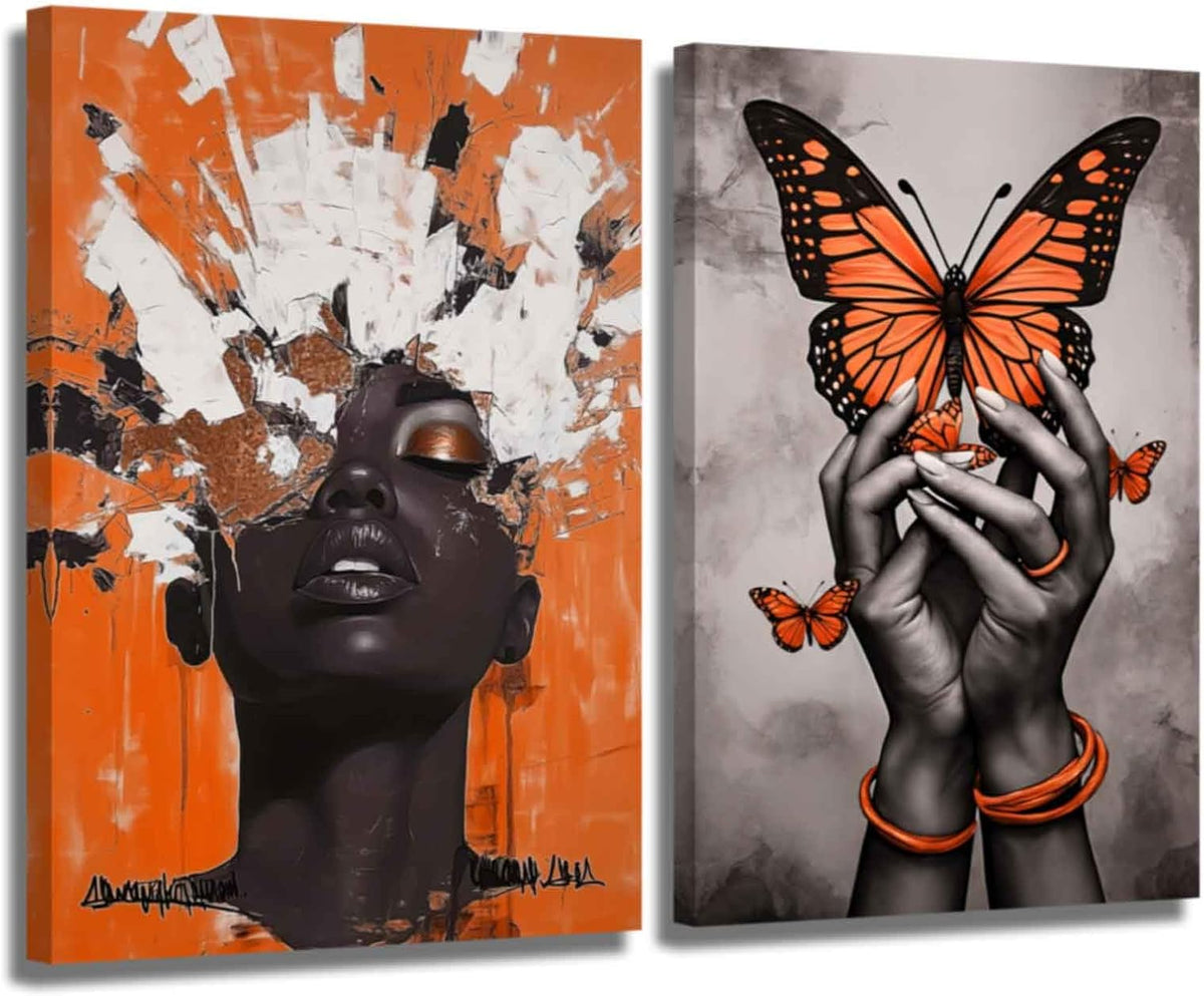 XLMDYYSW Juego de 2 lienzos artísticos abstractos de mujer negra y...