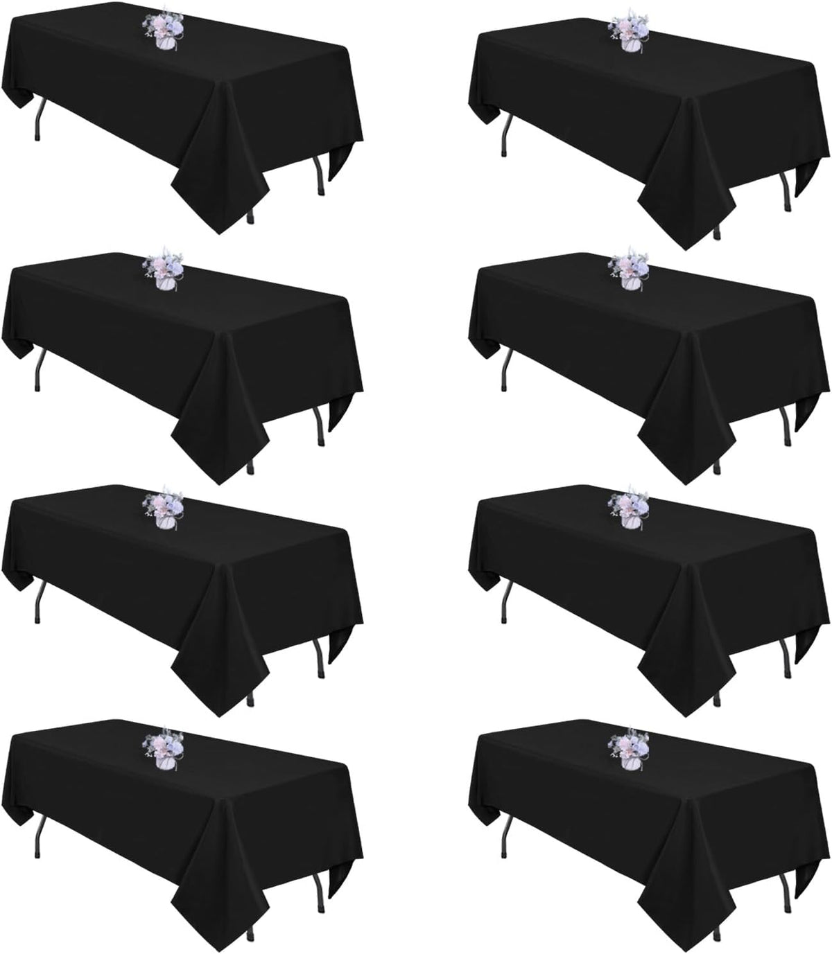 pepmily Paquete de 8 manteles negros de 60 x 102 pulgadas para mesa...