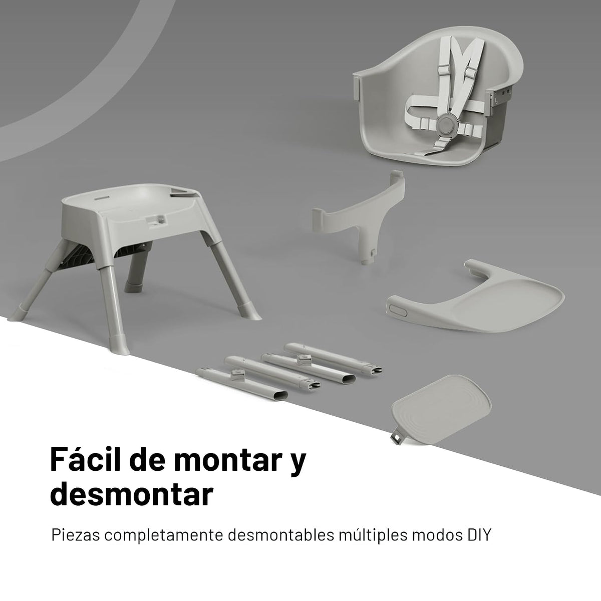 Mompush Olli Silla alta convertible 7 en 1 para bebés y niños peque...