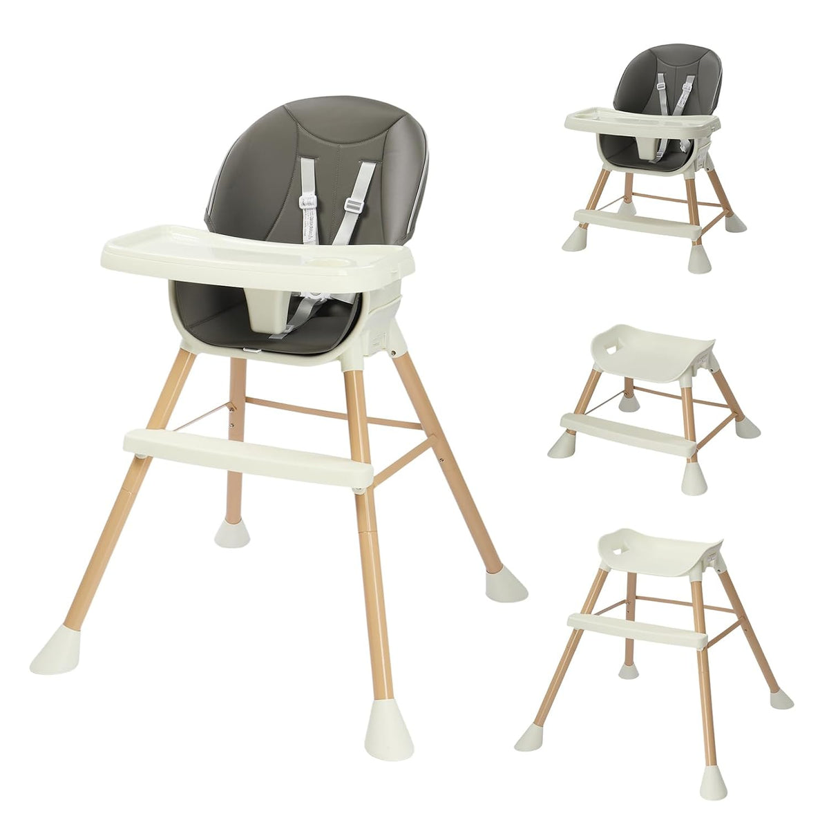 JOYMOR Silla alta convertible 5 en 1, silla alta para bebés y niños...