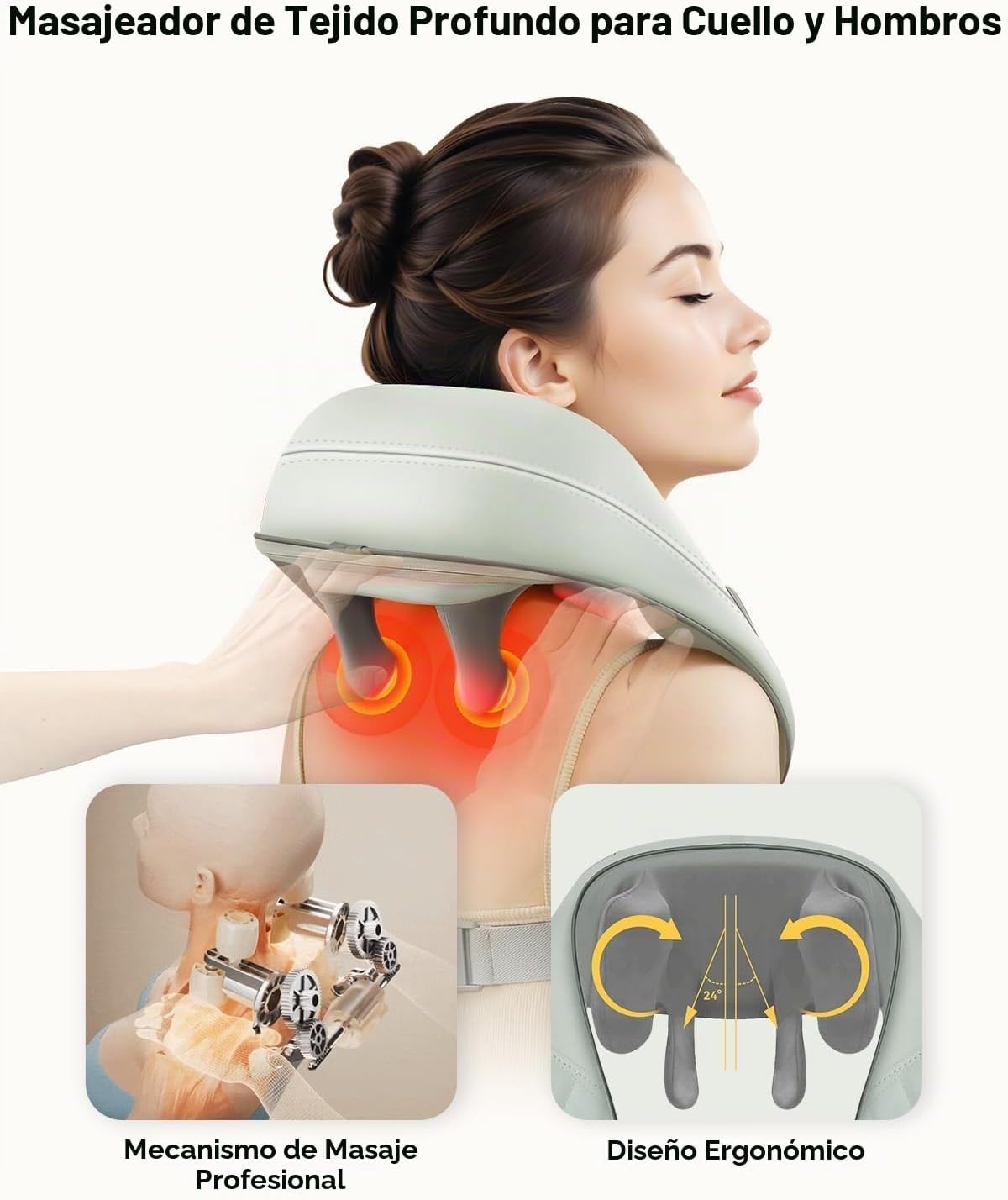 Snailax - Almohada masajeadora inalámbrica para cuello y hombros co...