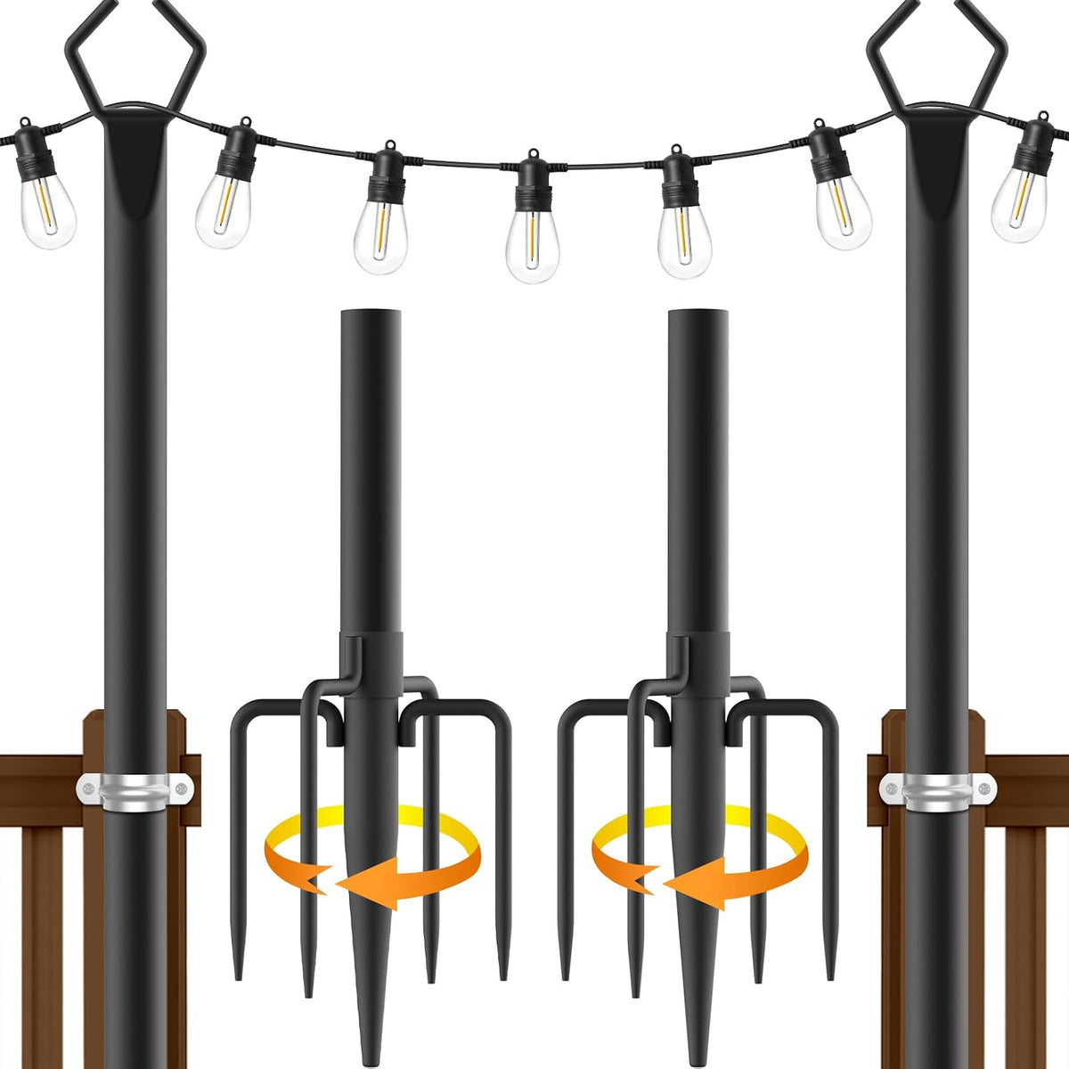 AILBTON Paquete de 2 postes de luz de cadena de 10 pies, postes de...