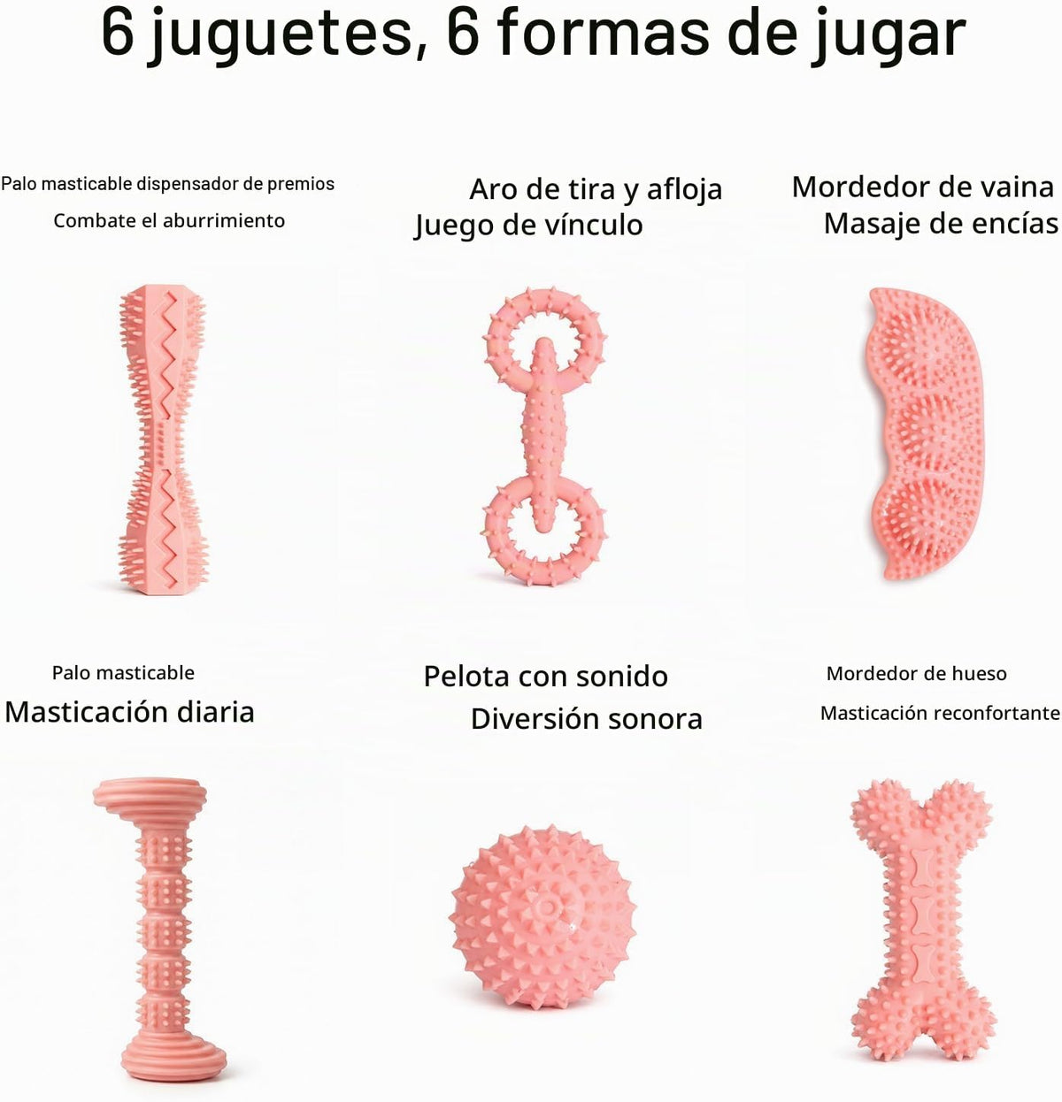 Miventra Paquete de 6 juguetes masticables para cachorros, juego de...