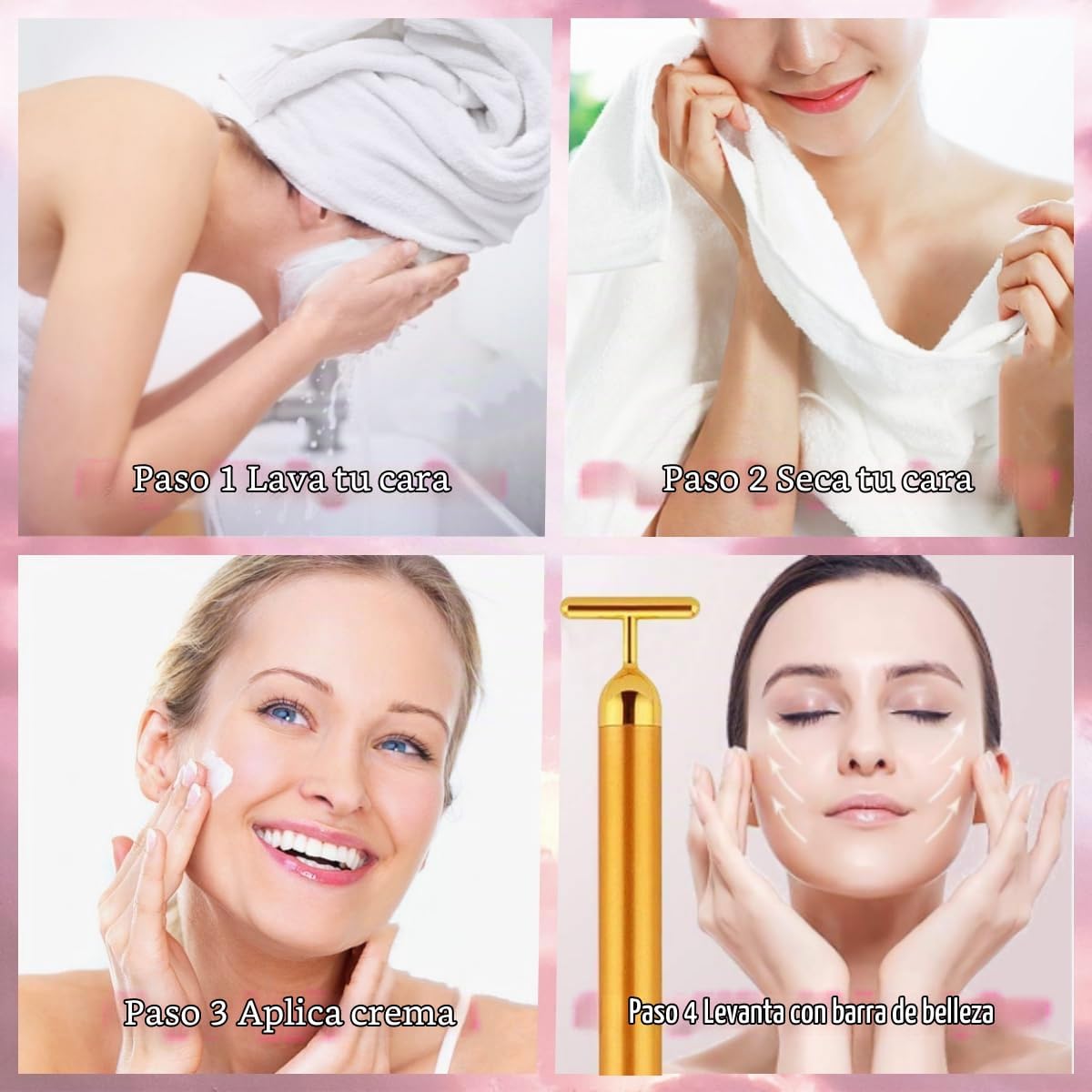 Beauty Bar - Rodillo masajeador facial de oro de 24 quilates, rodil...