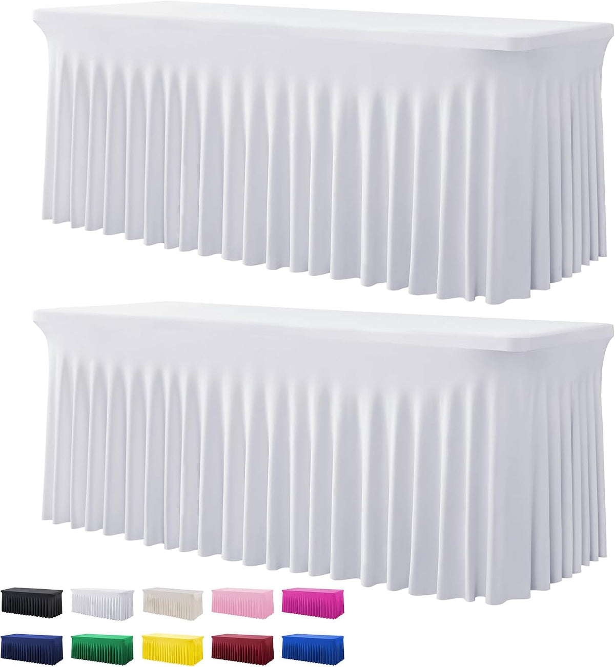 Paquete de 2 manteles de elastano blanco para mesas rectangulares d...