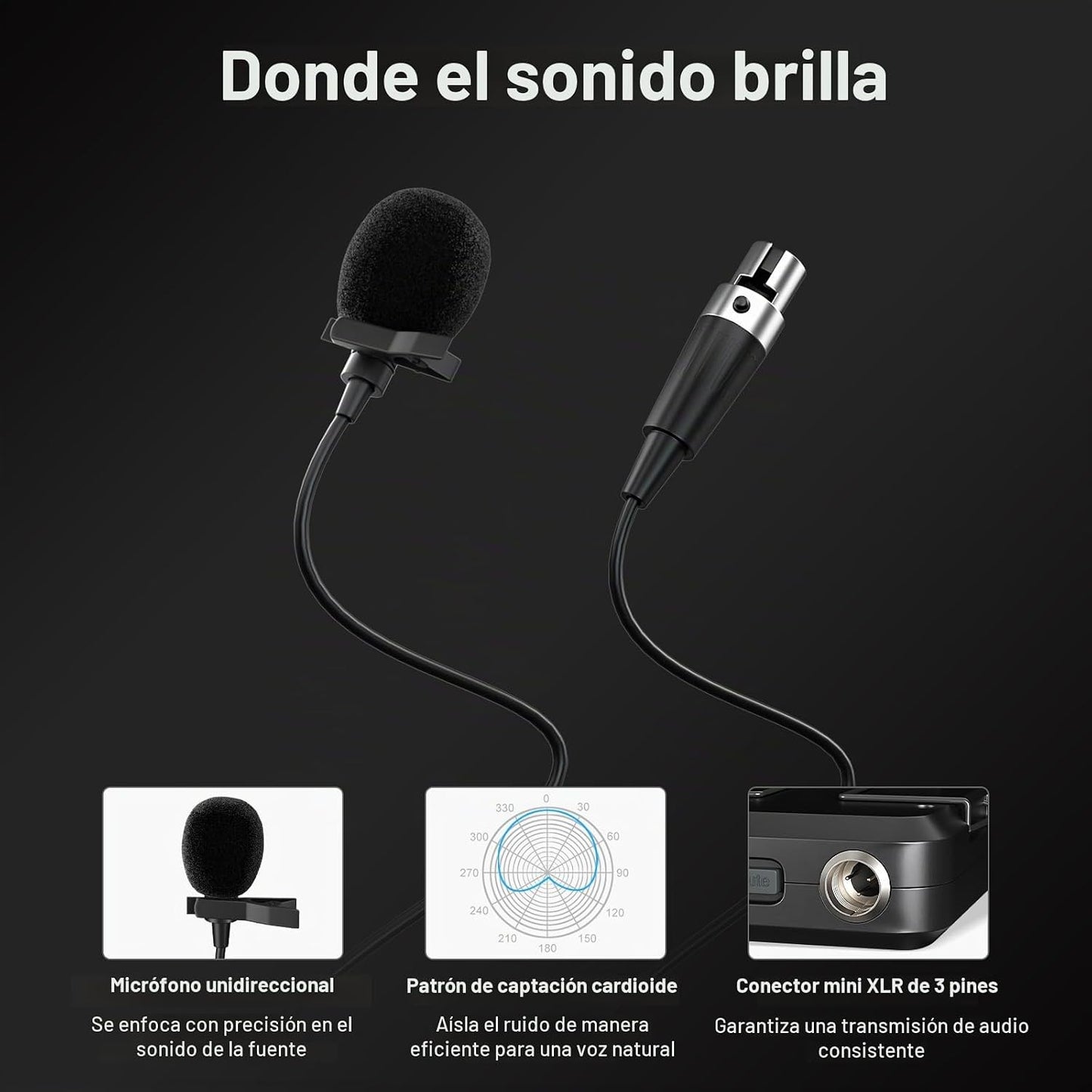 Phenyx Pro Auriculares de escaneo automático UHF\/micrófonos inalám...