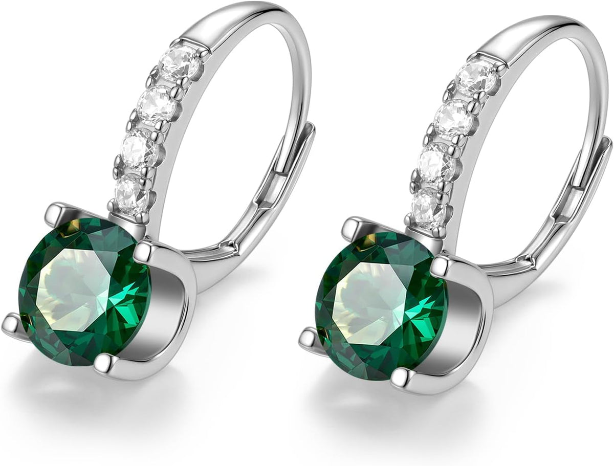 FANCIME Pendientes colgantes con piedra natal para mujer de plata d...