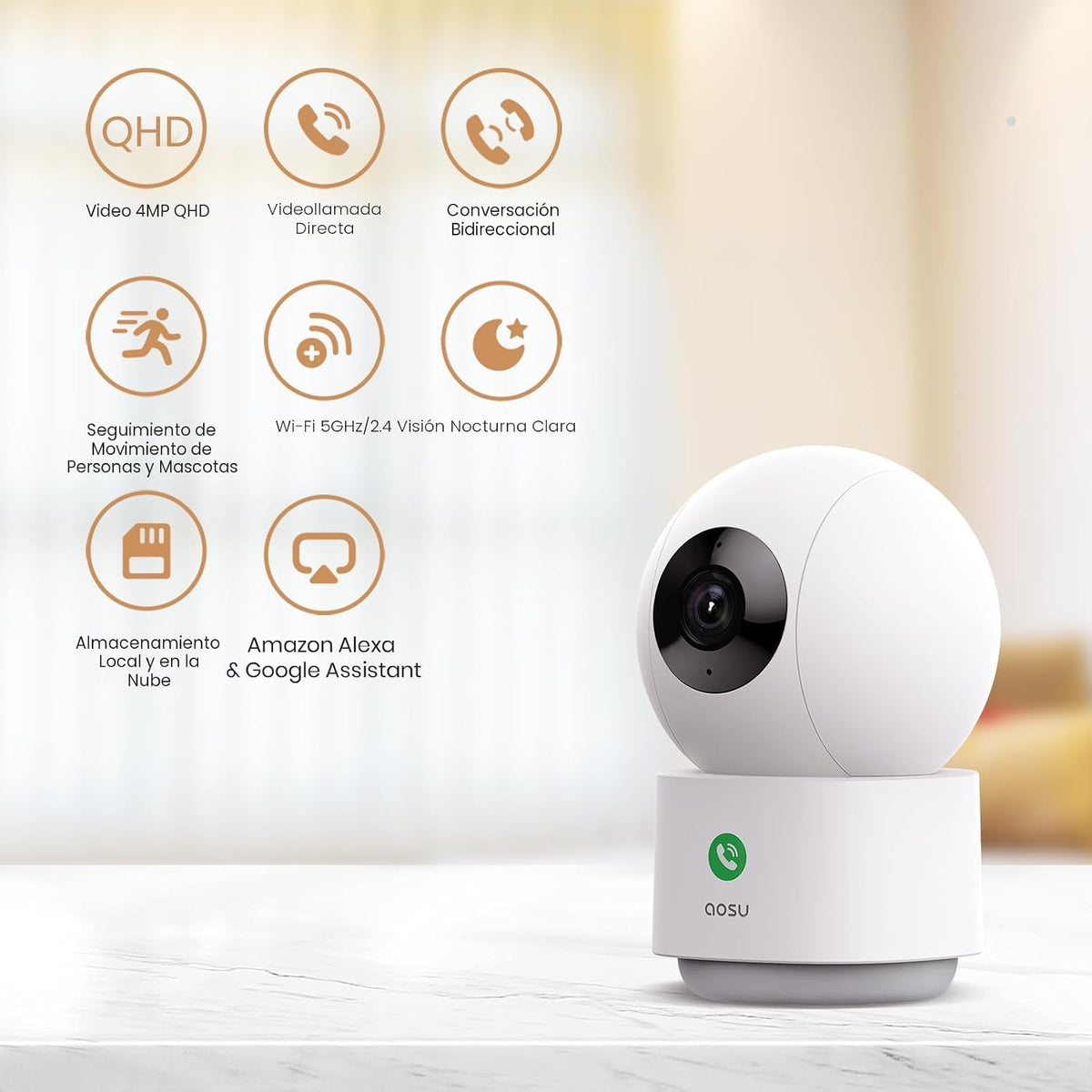 aosu Cámara de Seguridad Interior de 4MP - Monitor de Bebé Cámara p...