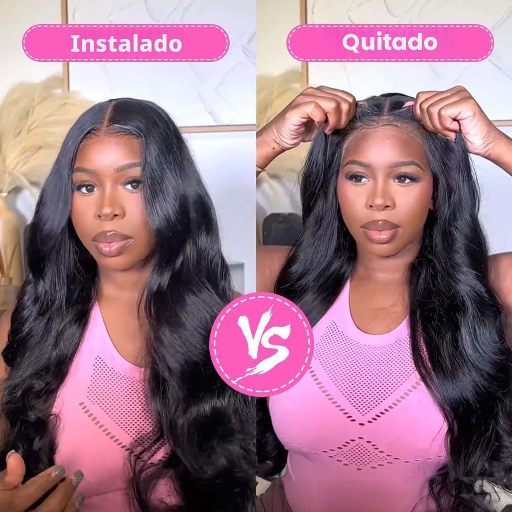 Pelucas de cabello humano sin pegamento de 28 pulgadas, precortadas...