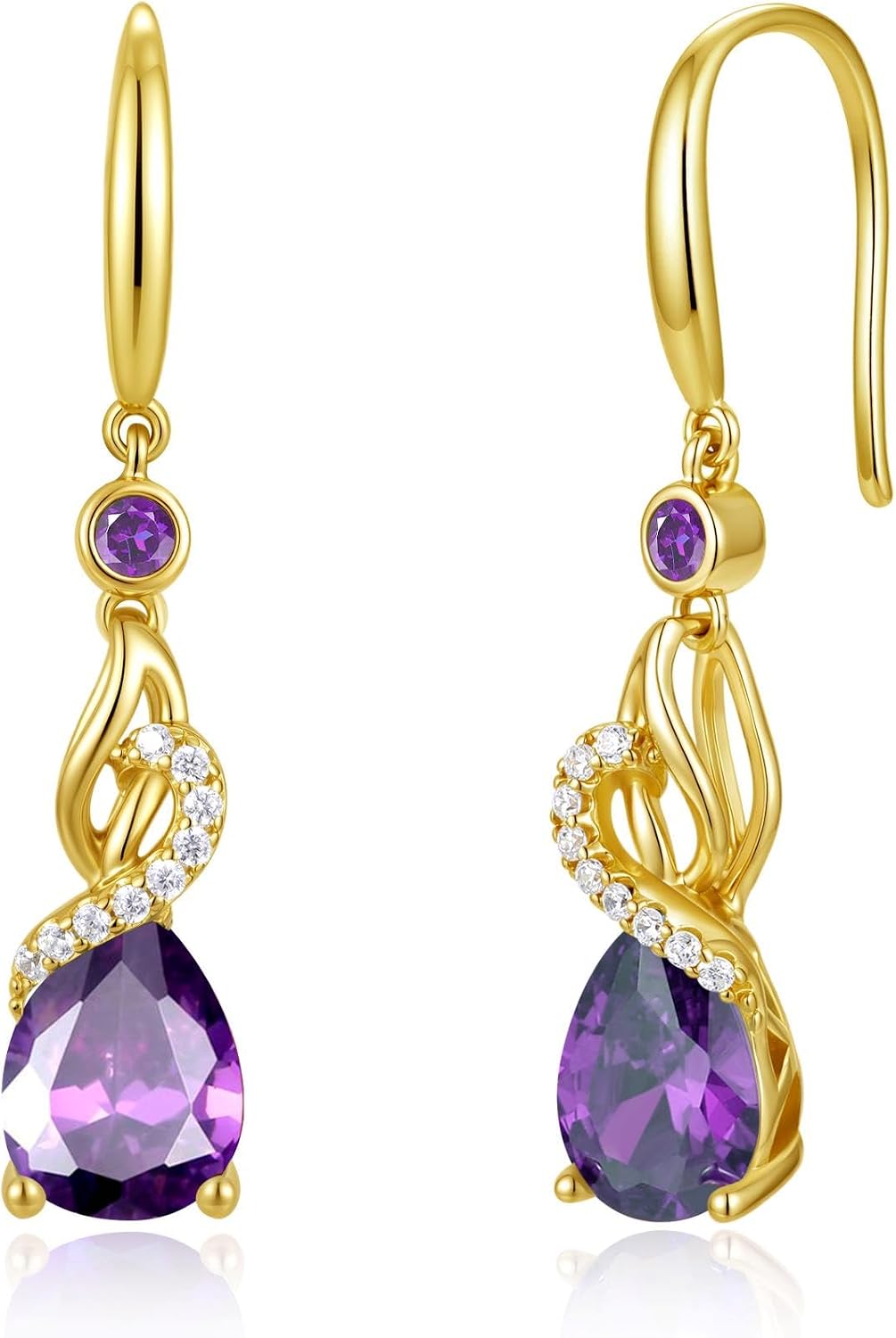 FANCIME Pendientes colgantes con piedra natal de pera para mujer de...