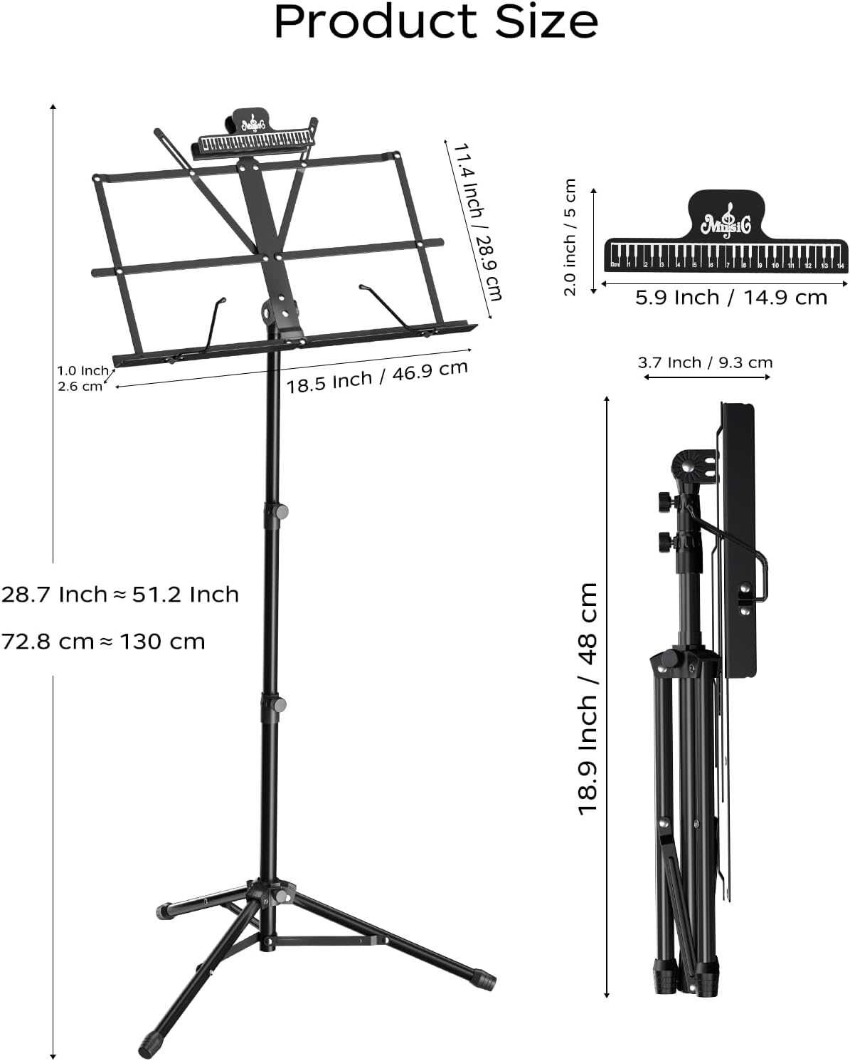K KASONIC Soporte de música, 2 en 1 de doble uso, plegable para par...