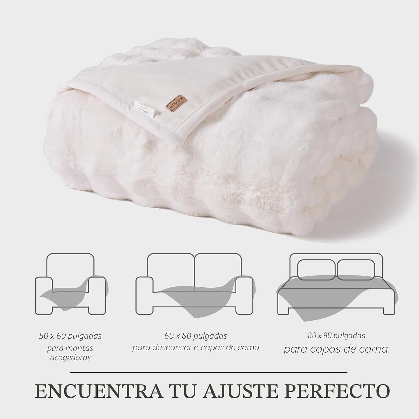EverGrace Manta de burbujas de piel sintética de conejo, 60 x 80 pu...