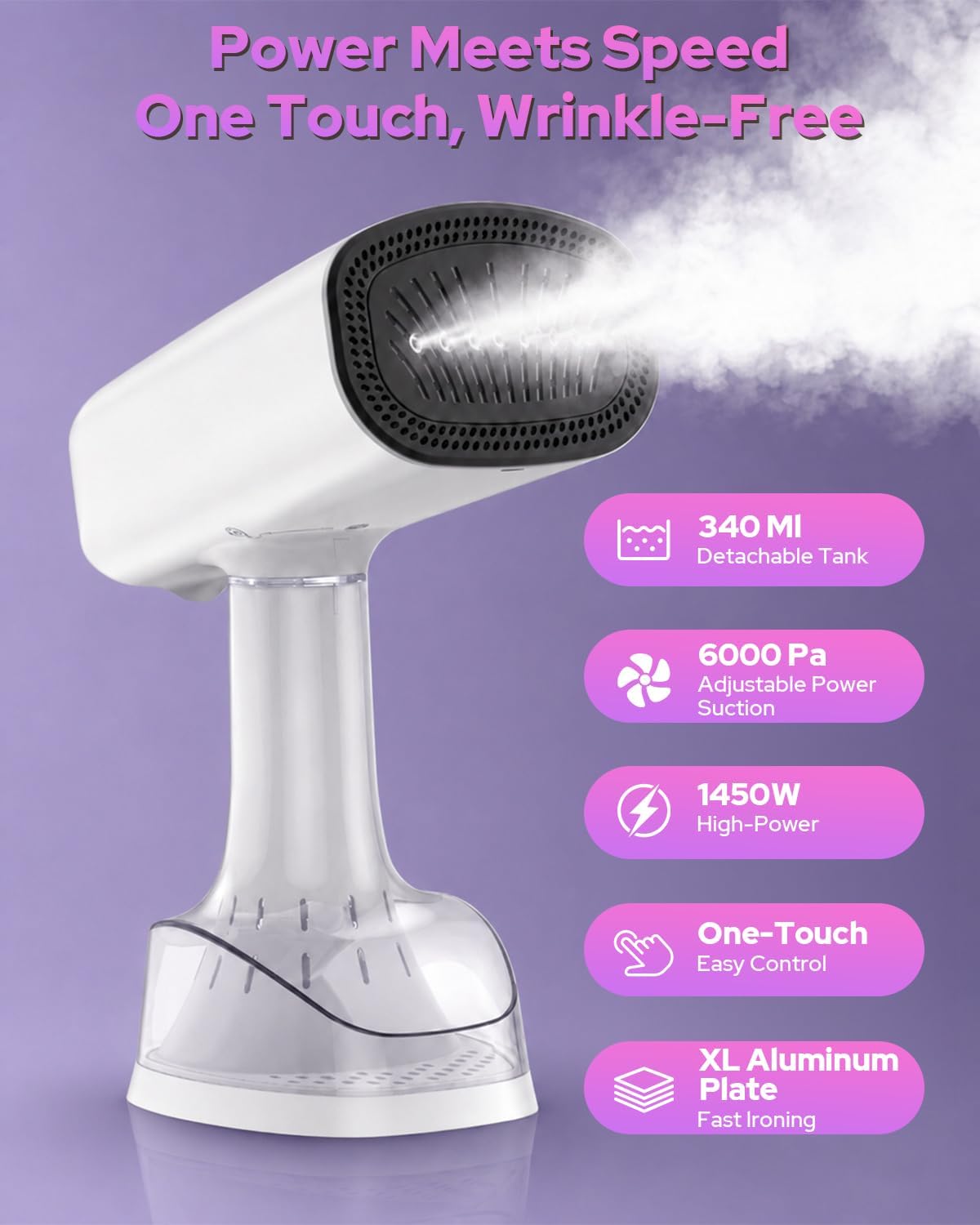 Vaporizador de mano para ropa, succión de 3 niveles, calentamiento,...