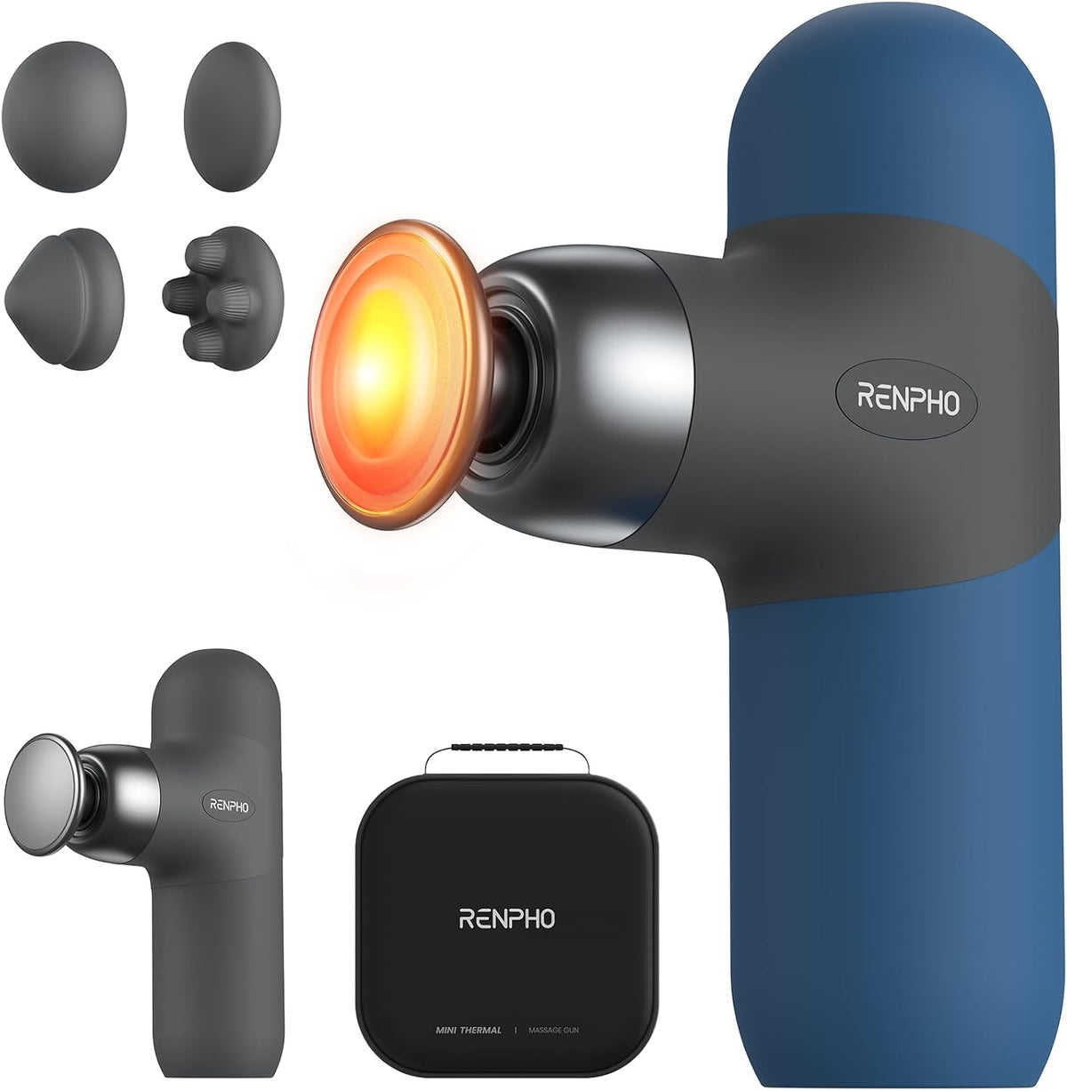 RENPHO Mini pistola de masaje térmico con calor, carcasa de silicon...