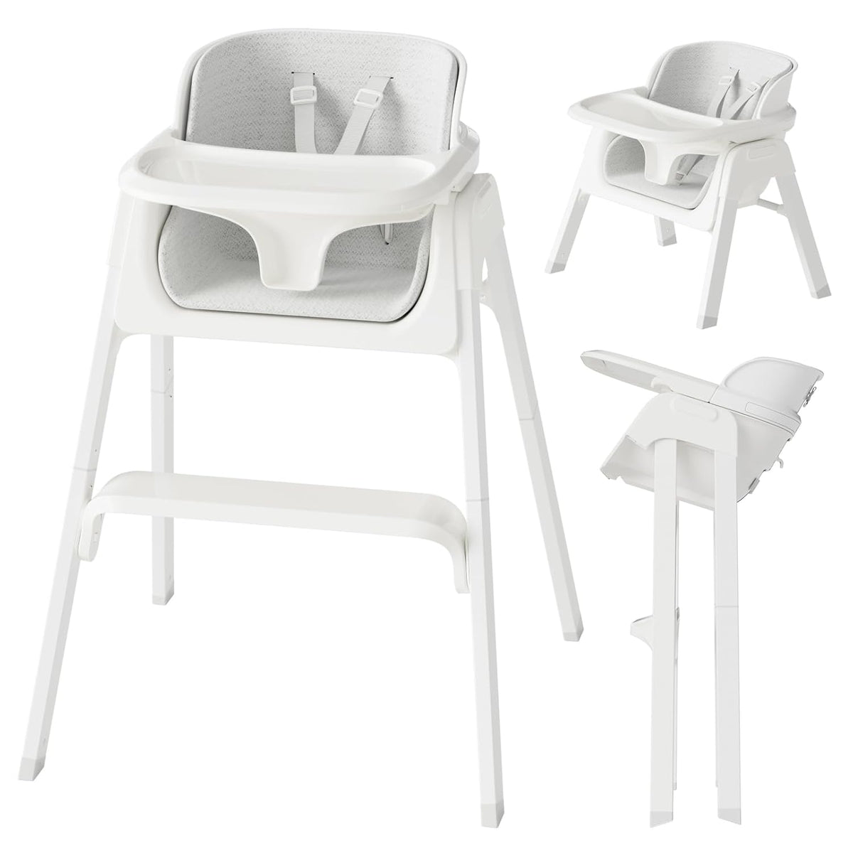 Fodoss Sillas altas plegables 4 en 1 para bebés y niños pequeños co...