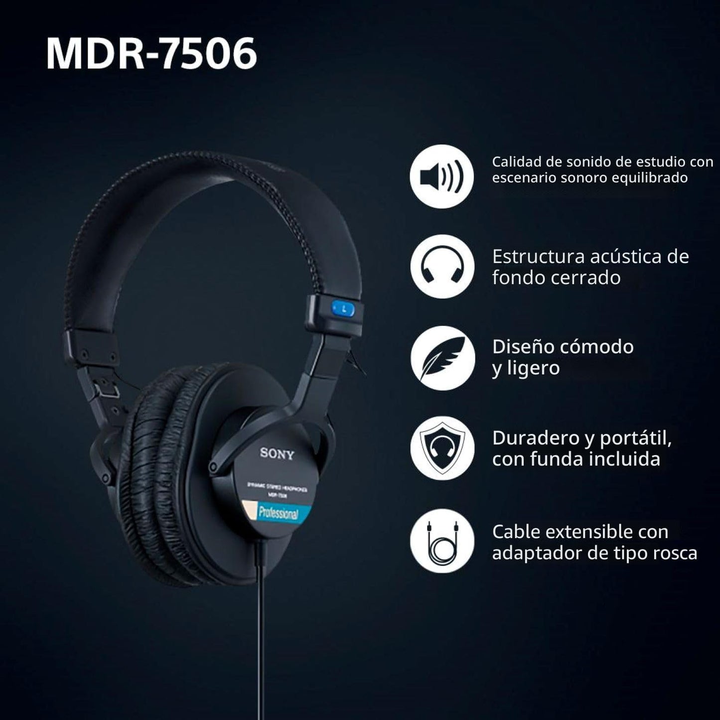 Sony MDR7506 Auriculares profesionales de diafragma grande | MDR-75...