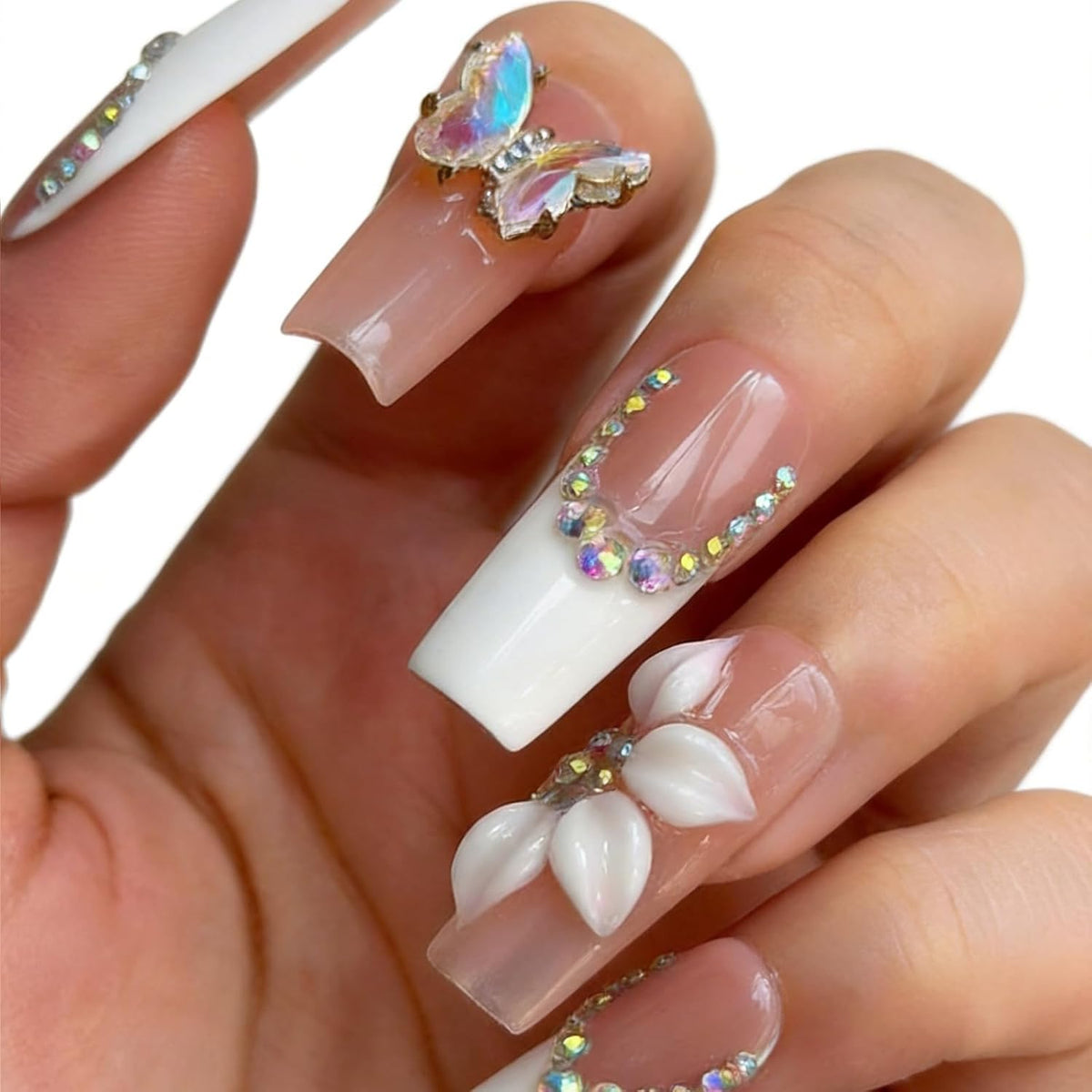 Uñas postizas a presión hechas a mano de lujo - Uñas postizas larga...