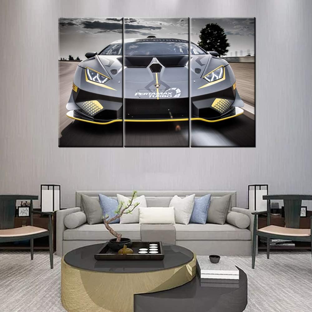 Arte de pared para sala de estar, pinturas de autos deportivos negr...