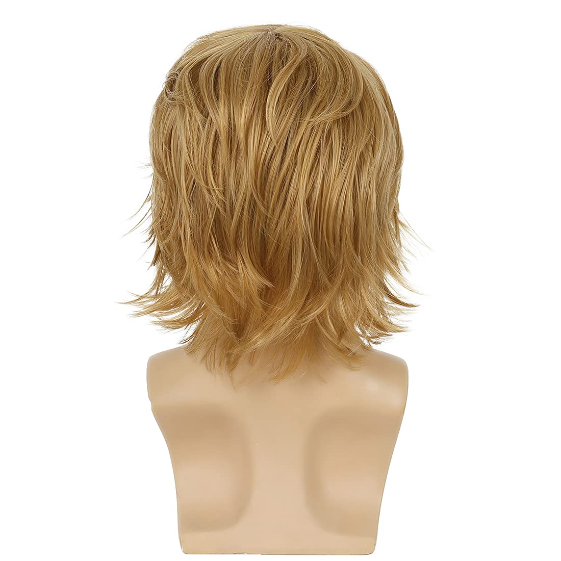 Wiwige - Peluca rubia corta para hombre con capas naturales y espon...