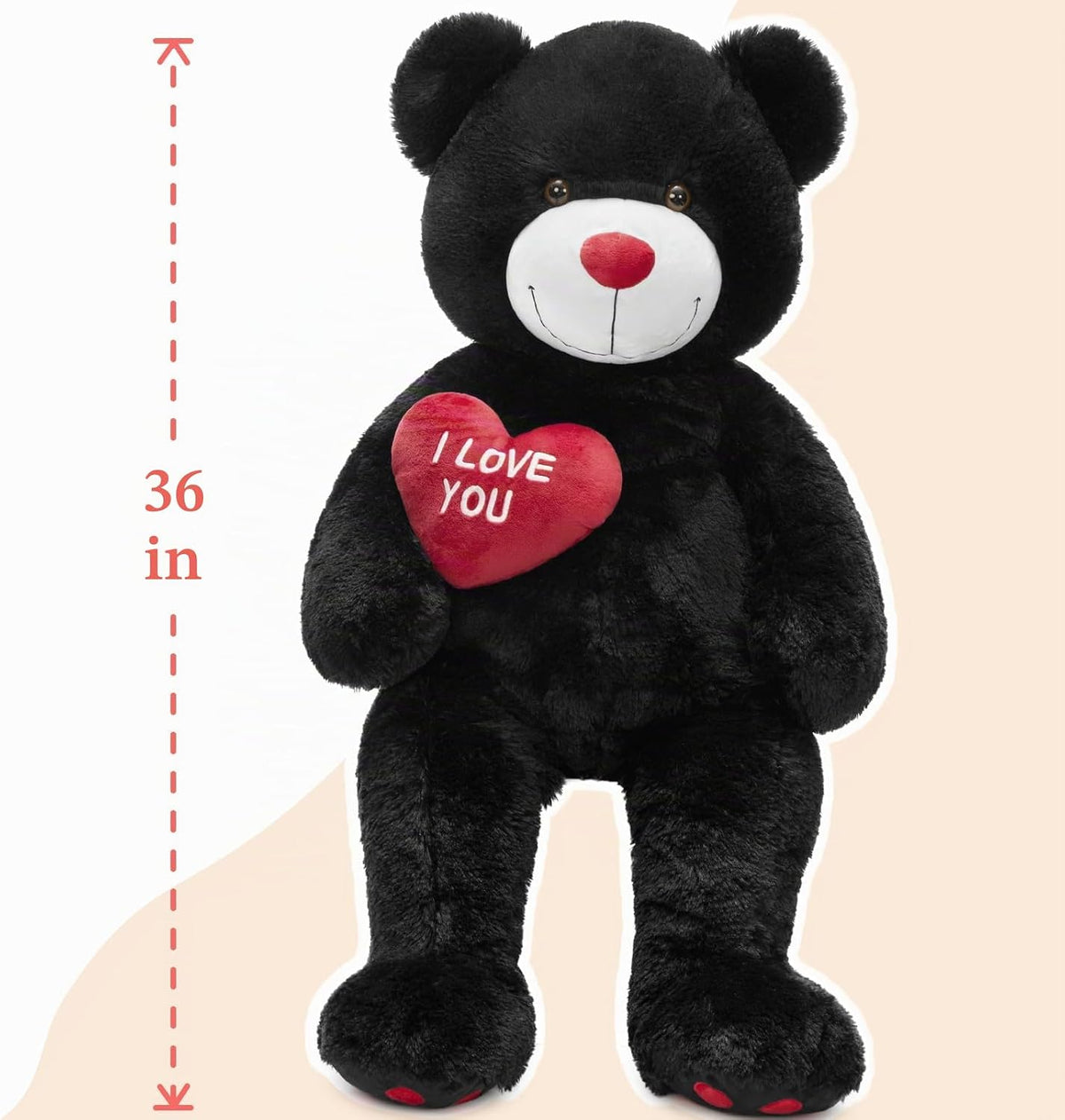 BENINY Osos de peluche grandes en forma de corazón rojo, osos de pe...