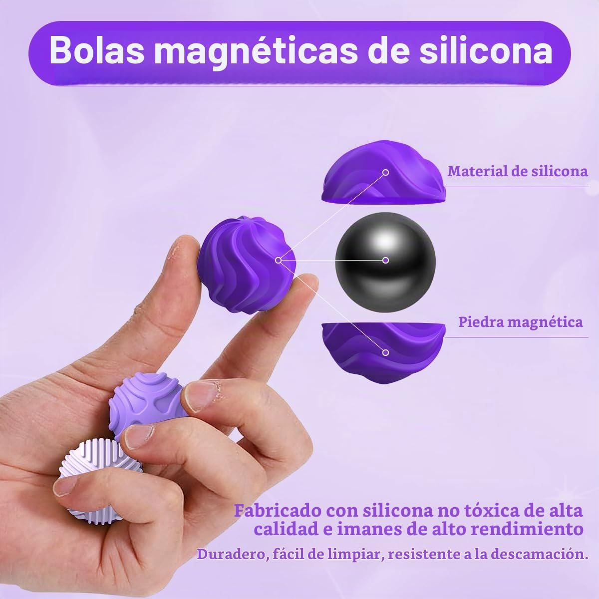 Bolas magnéticas de silicona para adultos y adolescentes, 6 juguete...