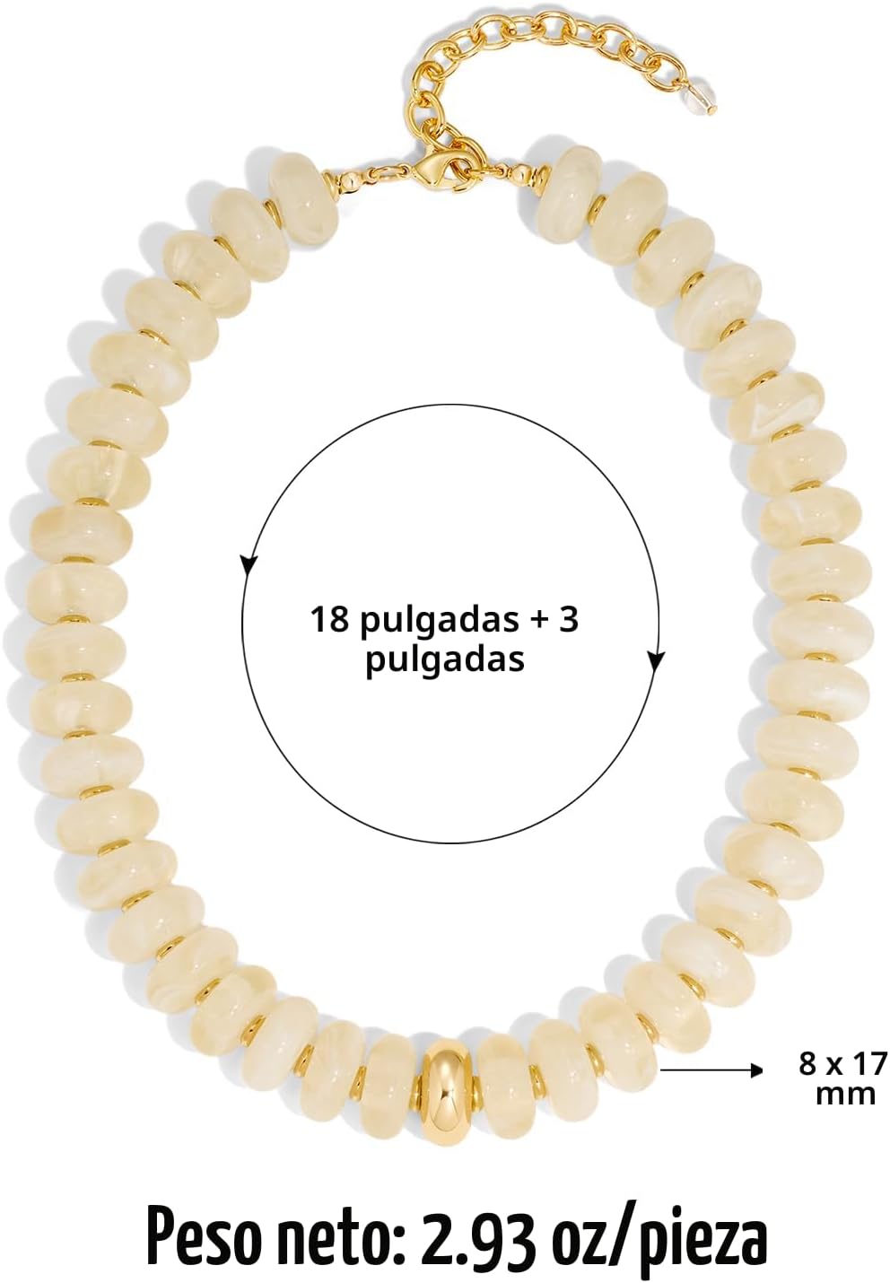 FAUTHENTICUTE Gargantilla de cuentas gruesas para mujer, collar lla...
