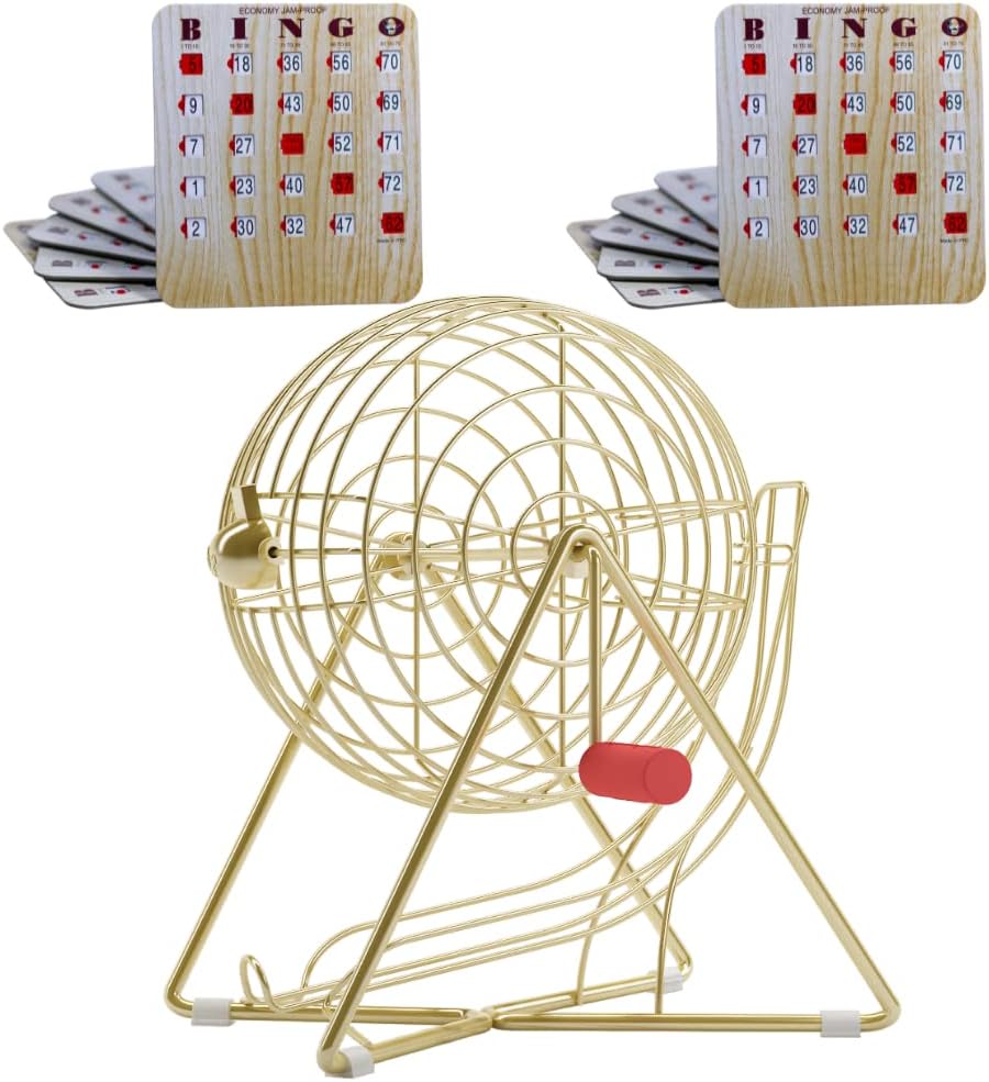 MR CHIPS Solo jaula de bingo más 10 tarjetas de bingo con ventanas...