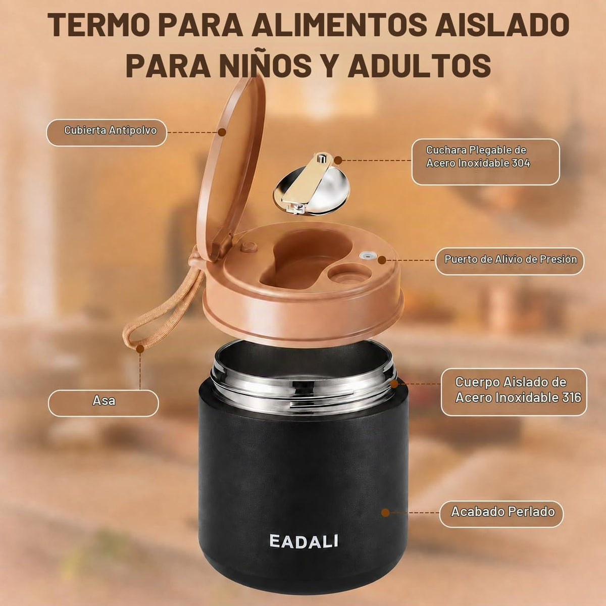 Eadali Tarro de comida para niños de 15.2 onzas para comida calient...