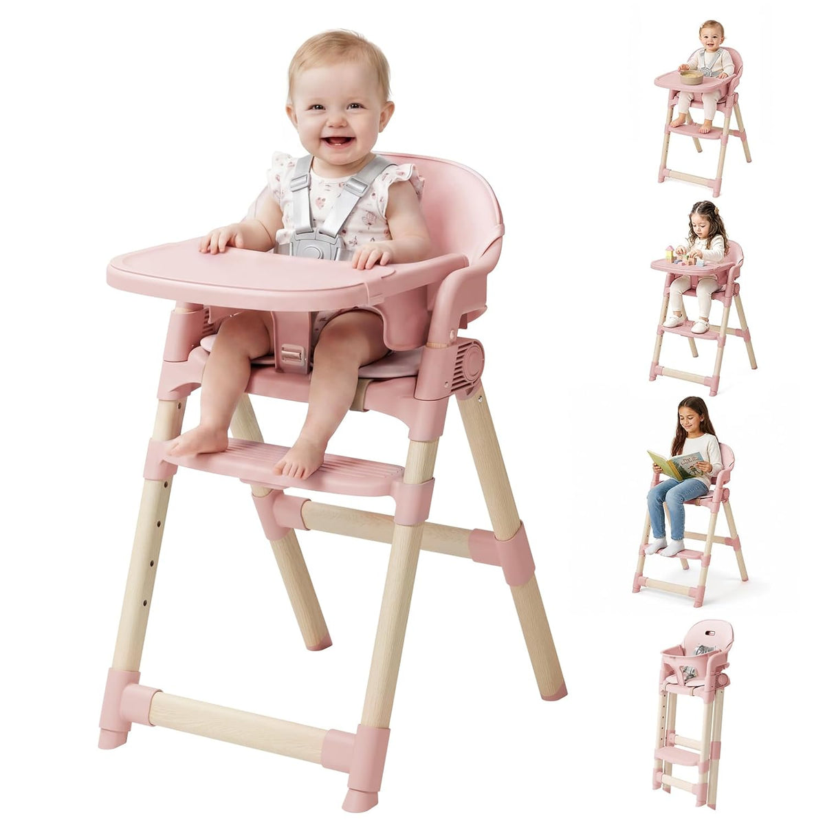 Silla alta para bebés y niños pequeños, silla alta convertible con...
