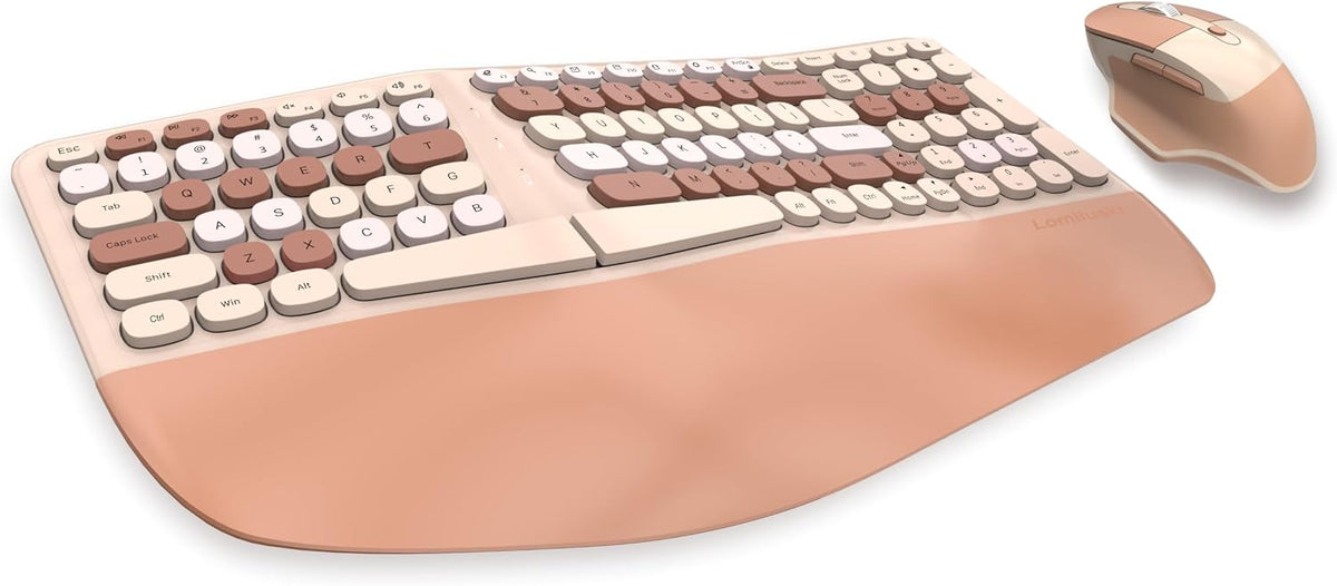 Combo de teclado ergonómico inalámbrico y mouse con reposamuñecas d...