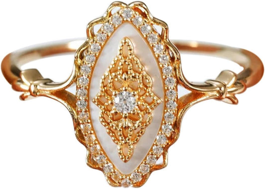 JASXEYO Anillo de encaje de onda simple para mujer, anillo de estil...