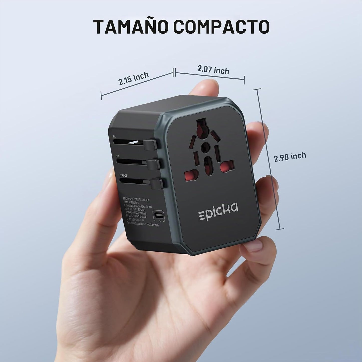 EPICKA Adaptador de viaje universal, adaptador de enchufe de viaje...
