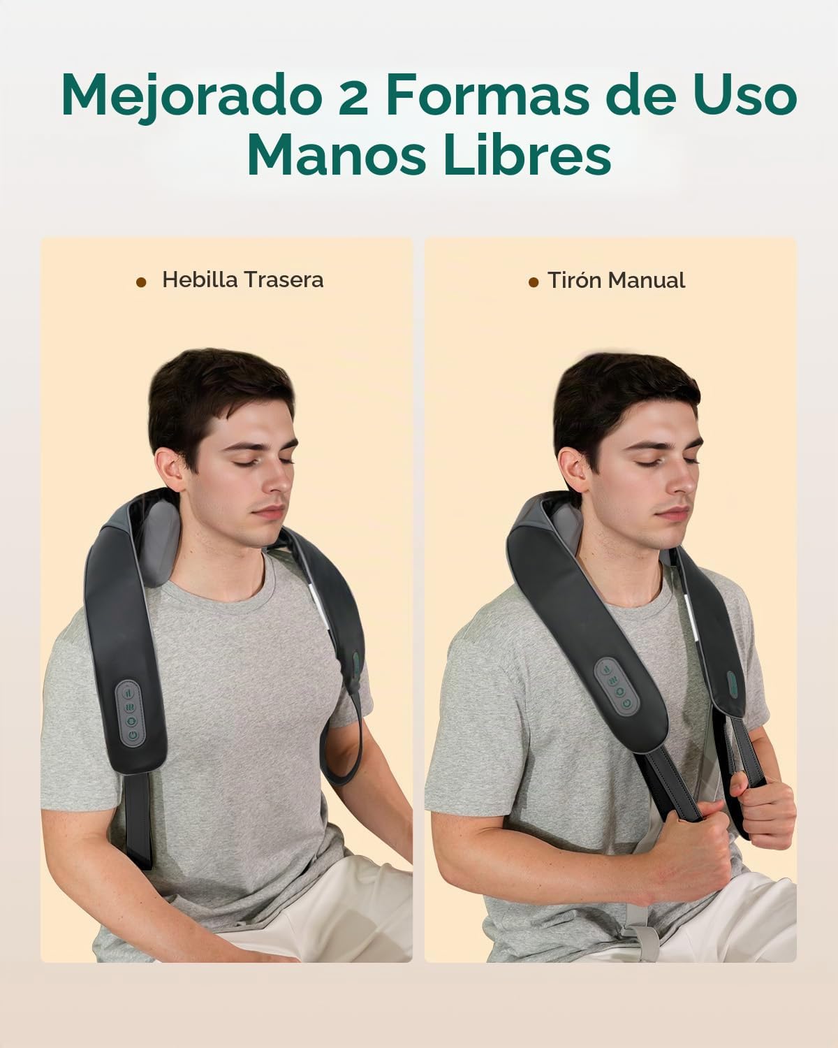 Snailax Masajeador inalámbrico de cuello y hombros con calor, amasa...