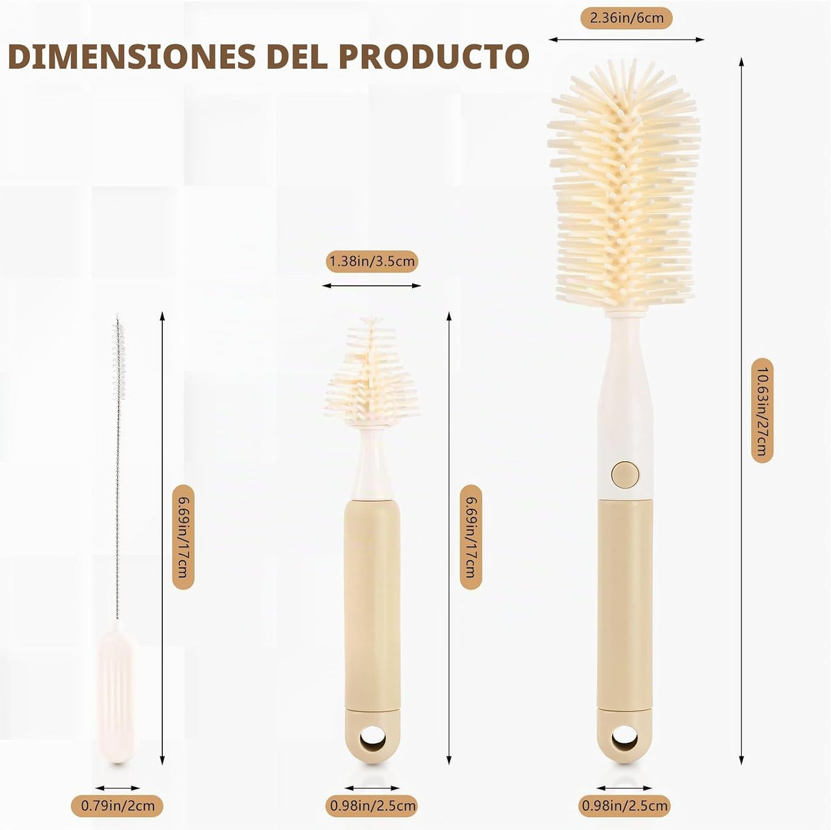 Malalife Paquete de 3 cepillos de silicona para biberones, limpiado...