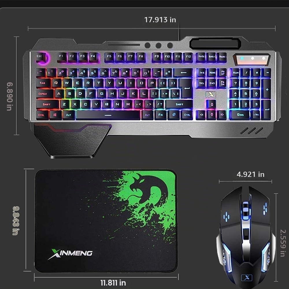 Combo de teclado y mouse inalámbricos para juegos con retroiluminac...
