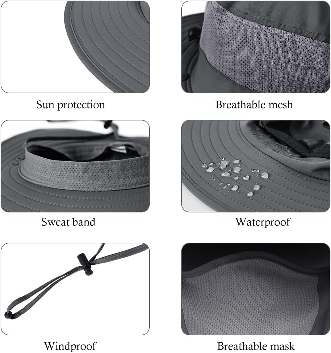 Paquete de 3 sombreros de pesca de ala ancha para hombre, protecció...