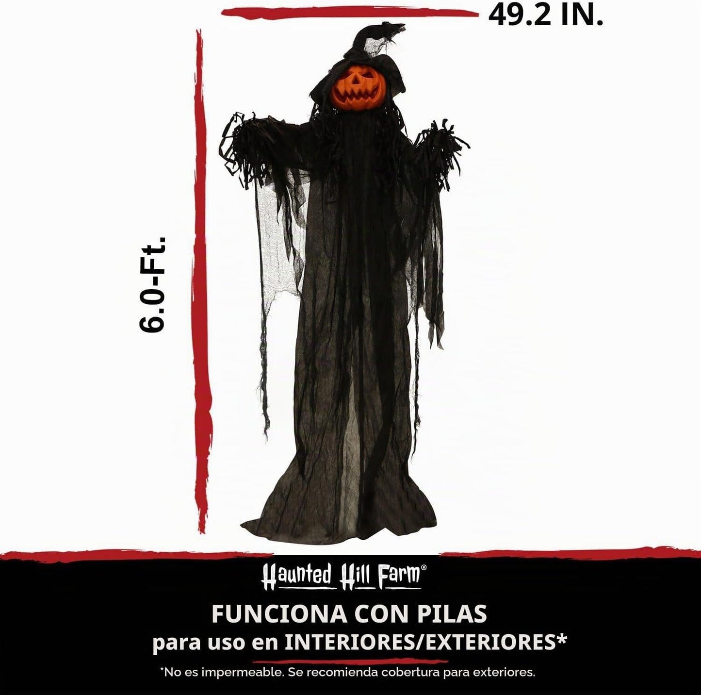 Haunted Hill Farm HHPUMP-3FLS | Espantapájaros animatrónico de tama...