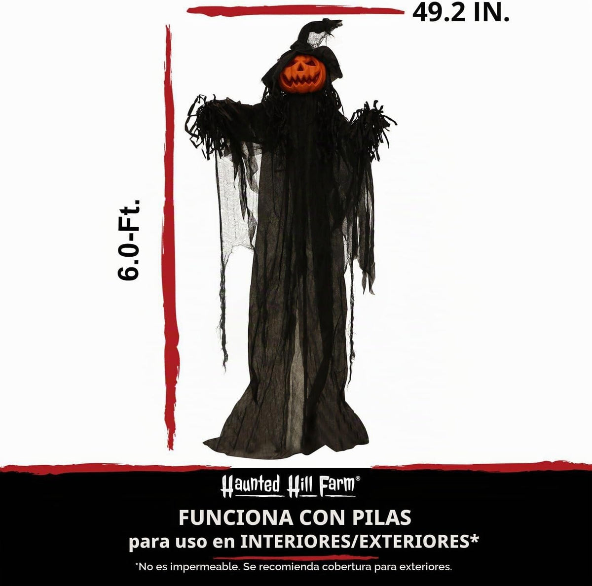 Haunted Hill Farm HHPUMP-3FLS | Espantapájaros animatrónico de tama...