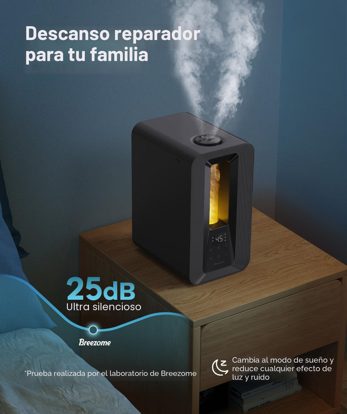 BREEZOME Humidificadores de 6L para dormitorio, humidificador de ll...